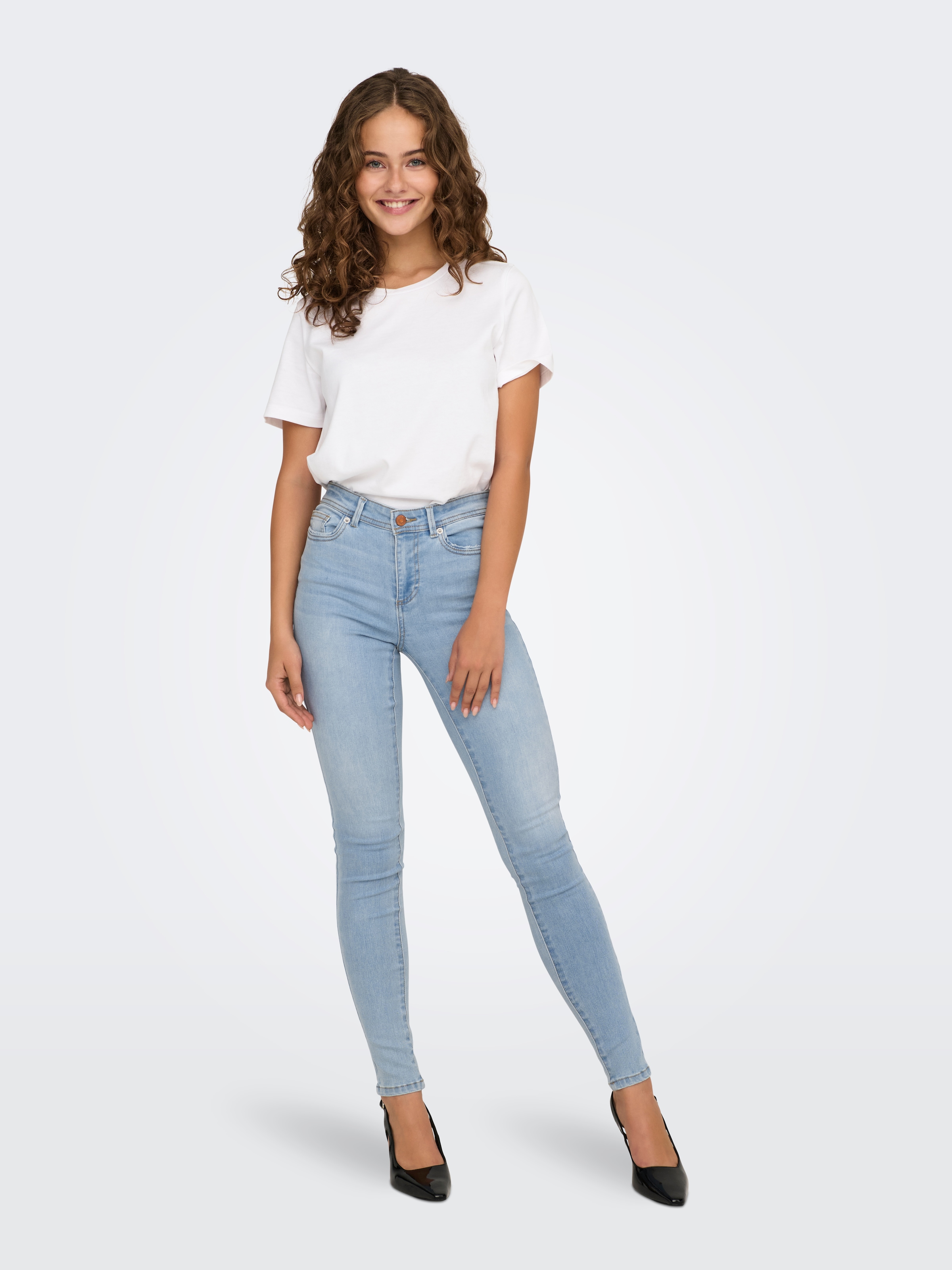 ONLY Skinny-fit-Jeans »ONLWAUW MID WAIST SK LANK DNM GUA« Materialmix, skinny fit