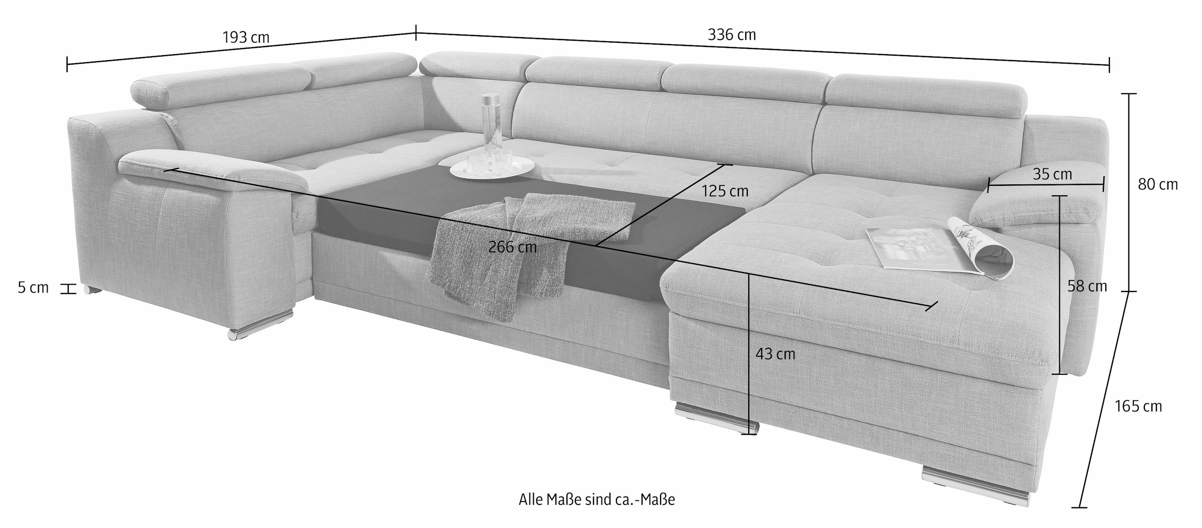 sit&more Wohnlandschaft »Top Andiamo U-Form«, mit Kopfteilverstellung, wahlweise mit Bettfunktion