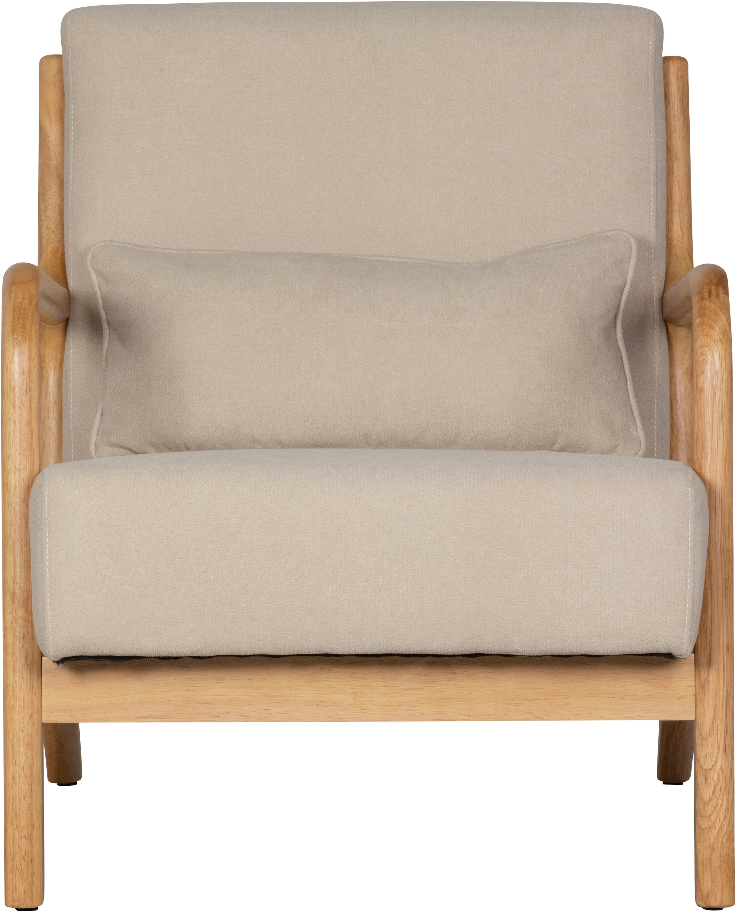WOOOD Loungesessel »Mark mit Gewebtem Bezug und Gummibaumholz-Rahmen B 67 x T 82 x H 75 cm« Gute Verschleißfestigkeit, Tragkraft 135 kg, separates Rückenkissen