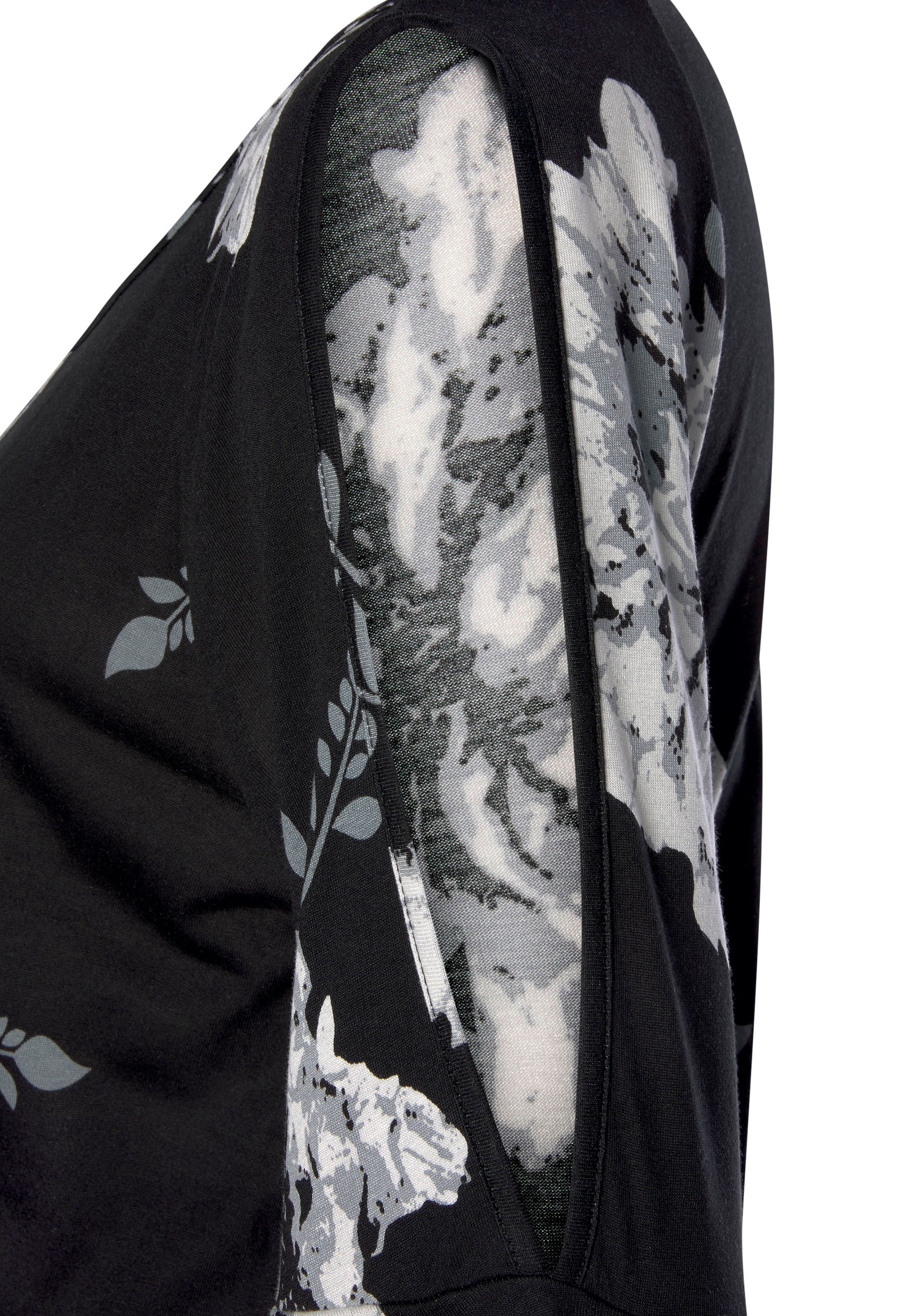 LASCANA Maxikleid, mit Blumenprint und Schulter-Cut-Outs, Sommerkleid mit Schlitz