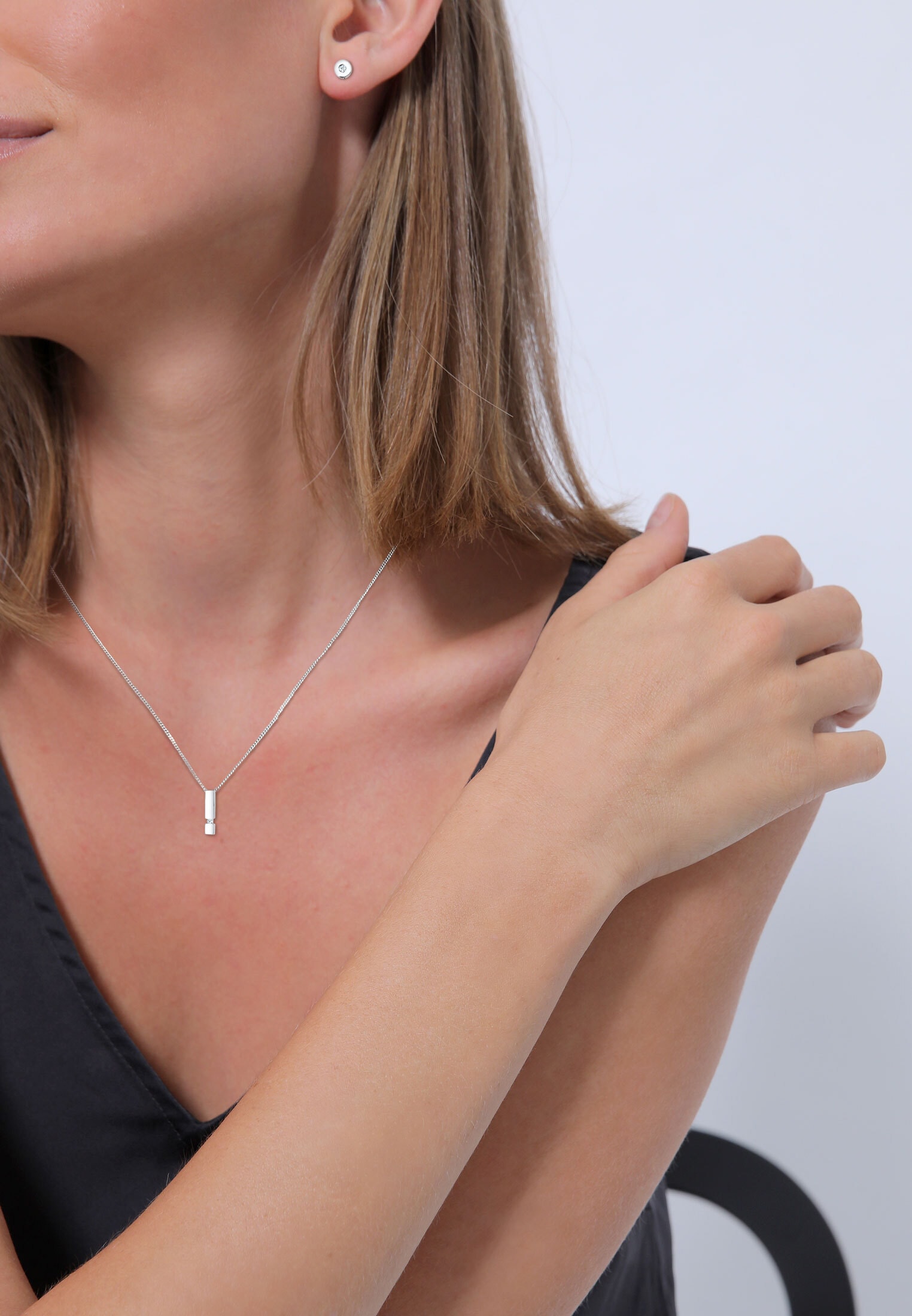 Elli DIAMONDS Ohrring und Ketten Set »Schmuckset Diamant Weiß Brillantschliff (0.09 ct) 925 Sterling Silber«