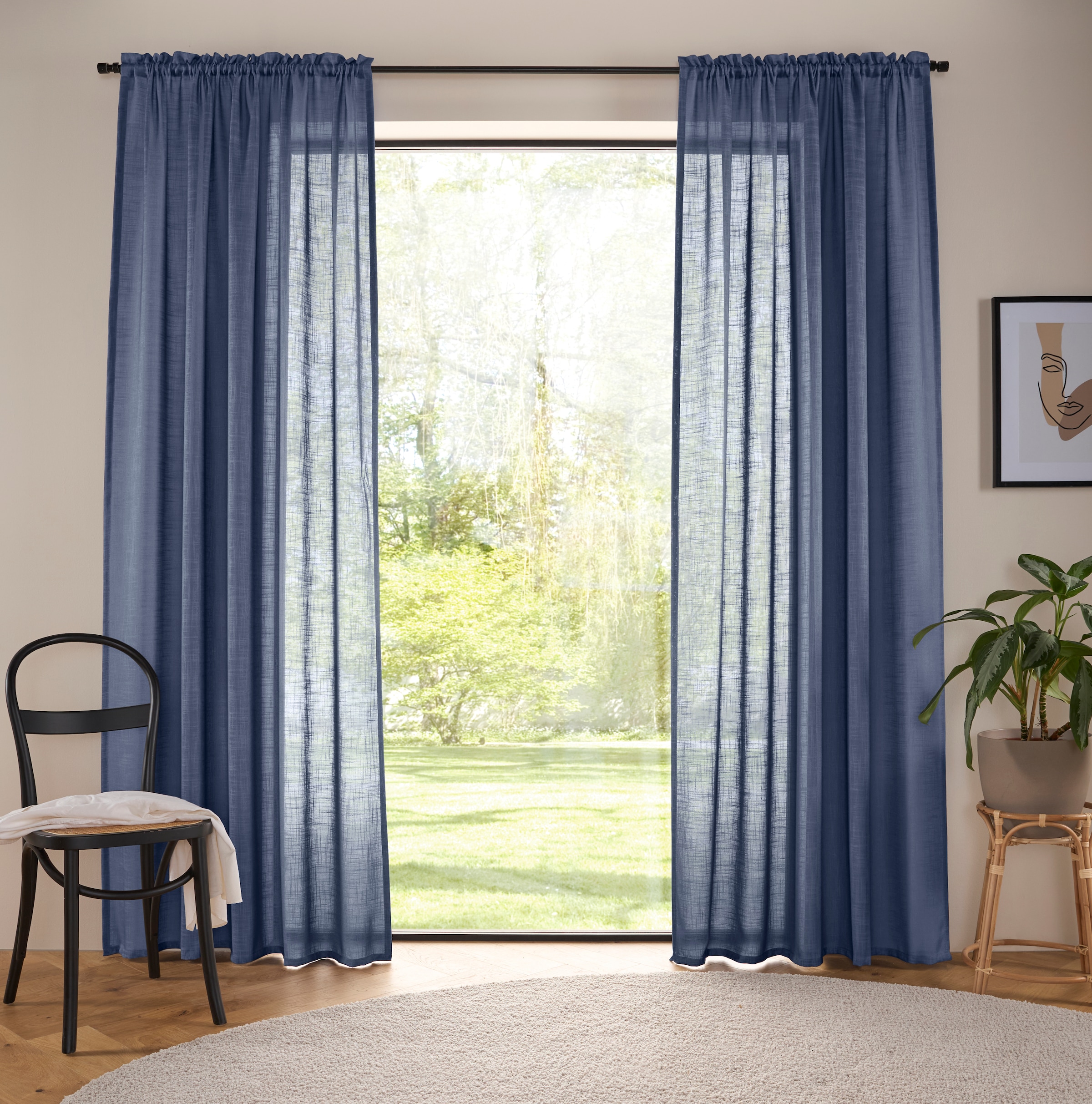 LeGer Home by Lena Gercke Gardine »Marusha, Leinenoptik, halbtransparent, 1er & 2er Pack, Topseller!« Stangendurchzug 2 Stk. tlg. Leinenoptik, grob gewebt, strukturiert, verschiedene Größen,