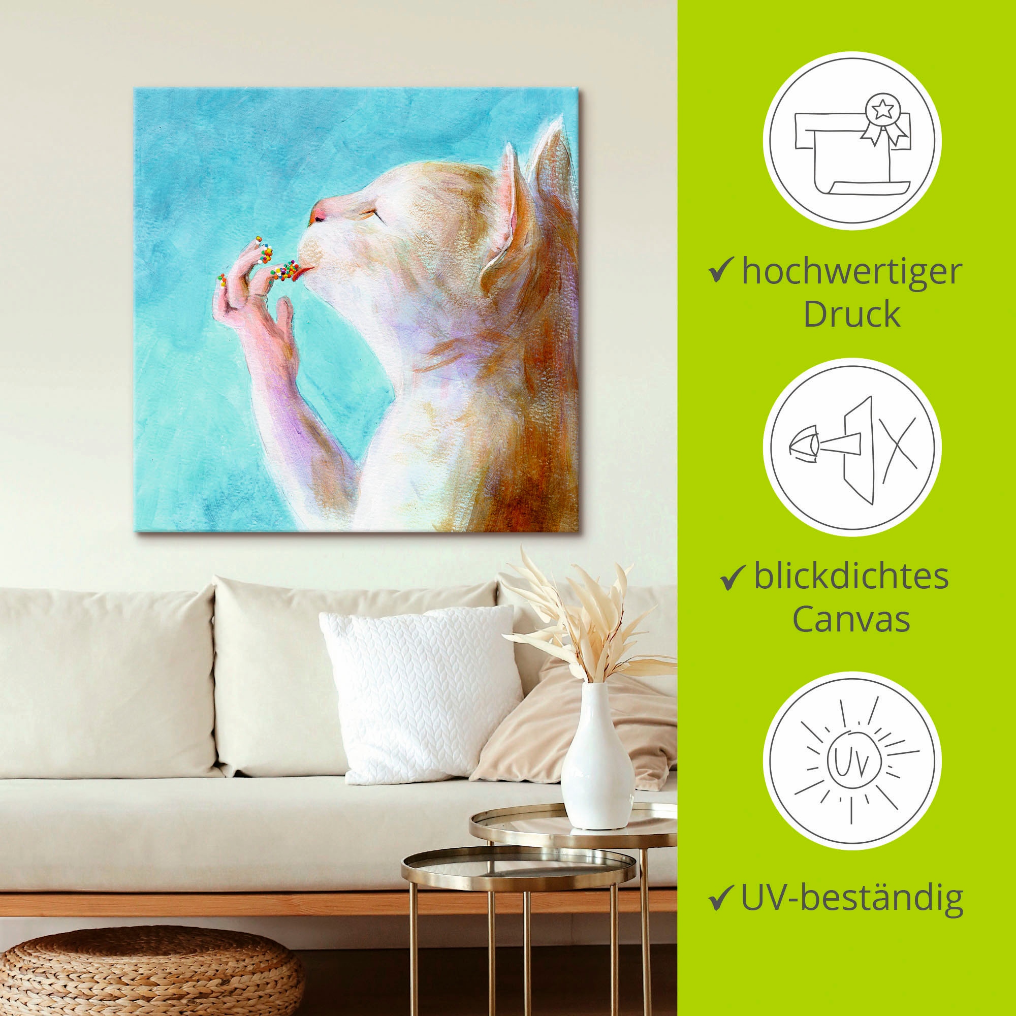 Artland Wandbild »Naschkatze«, Haustiere, (1 St.), als Leinwandbild, Poster, Wandaufkleber in verschied. Größen