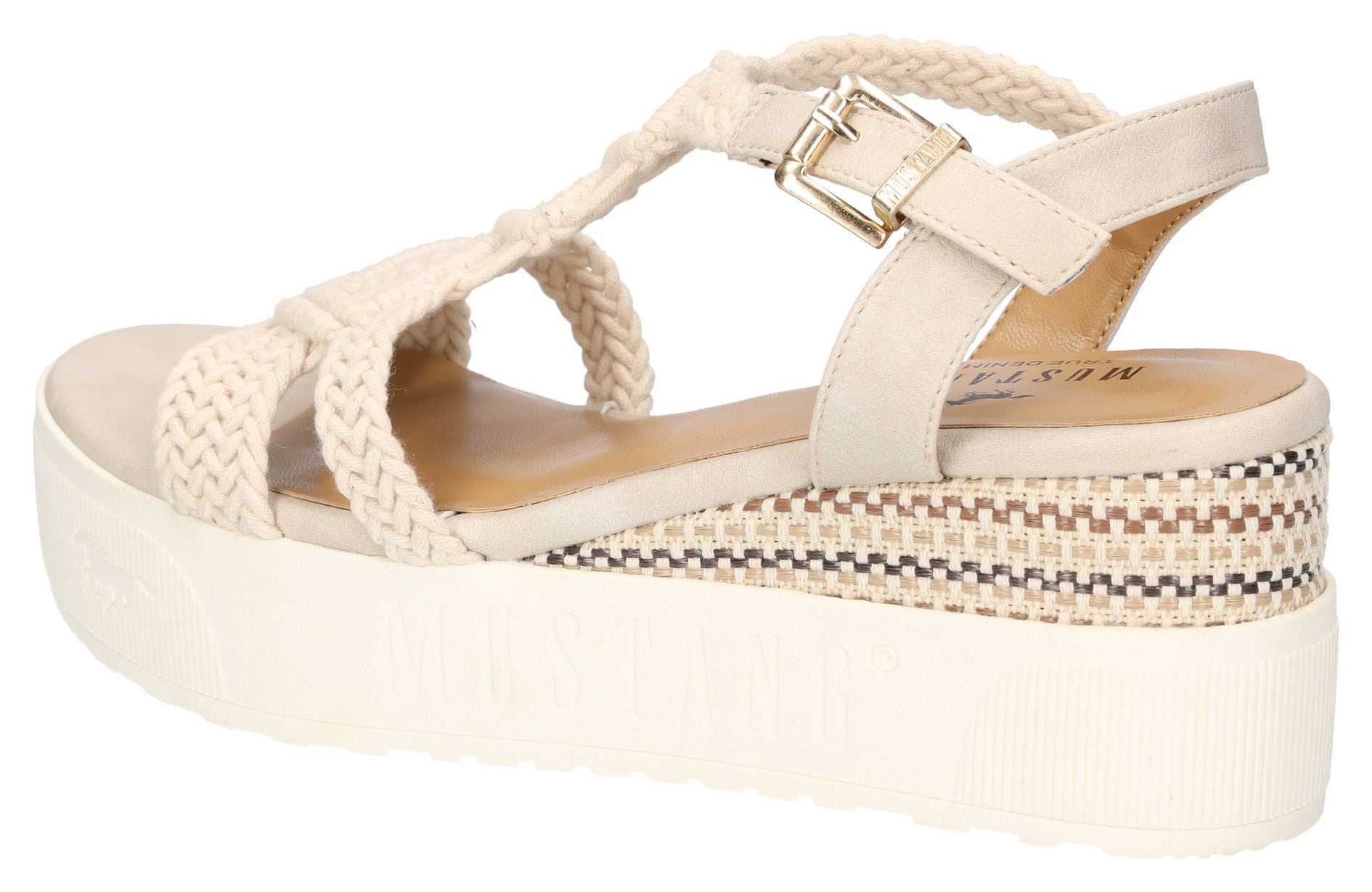 Mustang Shoes Keilsandalette, Plateausandale, Sandale mit bezogenem Keilabsatz