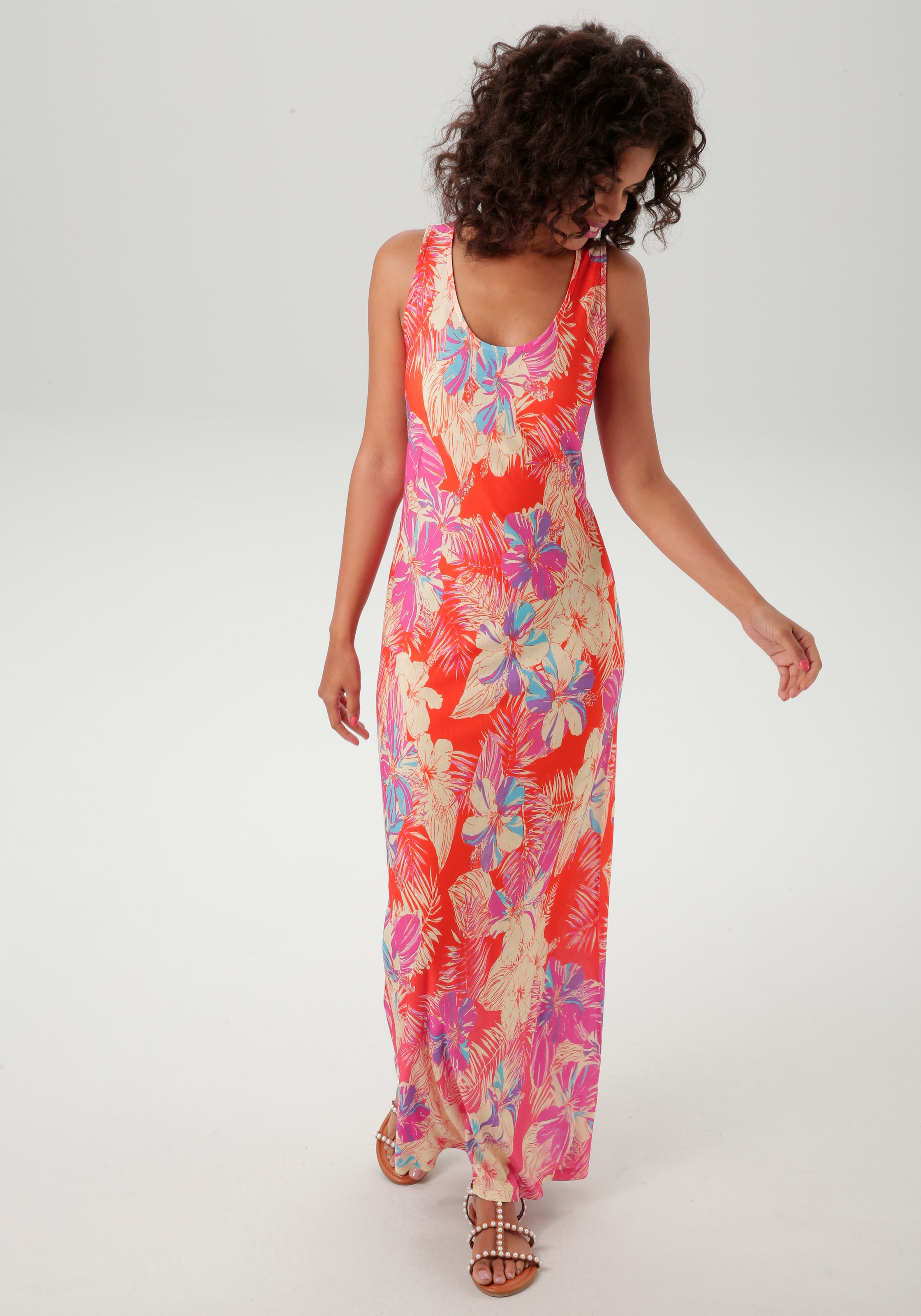Aniston CASUAL Sommerkleid, mit farbenfrohen Blumendruck - jedes Teil ein Unikat - NEUE KOLLEKTION