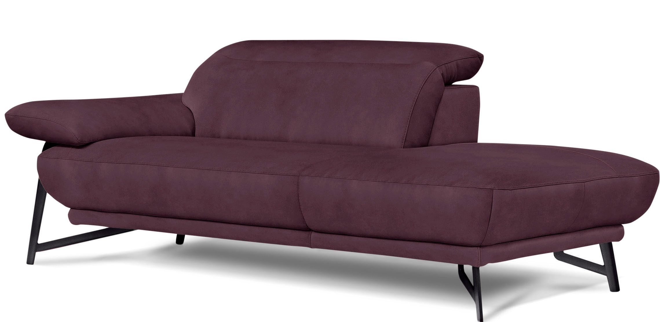Egoitaliano Ottomane »Anais, erstklassiges Designsofa, Breite 179 cm, Fußfarbe schattengrau«, Kopfteil verstellbar, Luxus-Microfaser, plum
