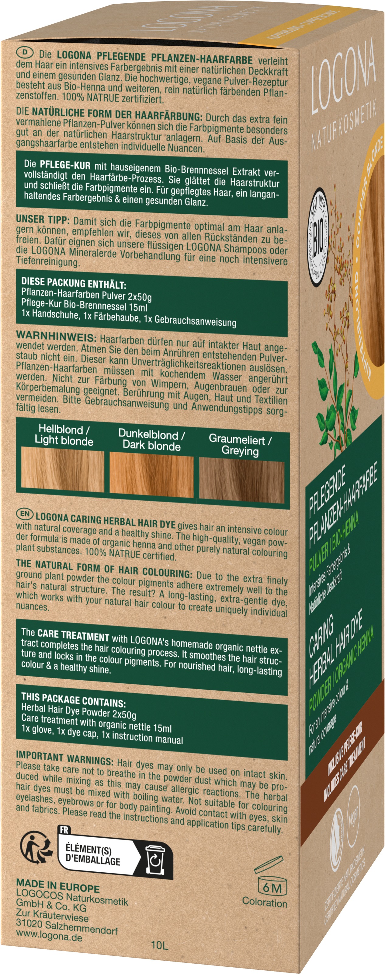 LOGONA Coloration »PFLANZEN-HAARFARBE PULVER« für alle Haartypen, mit kochendem Wasser anrührbar, vegan