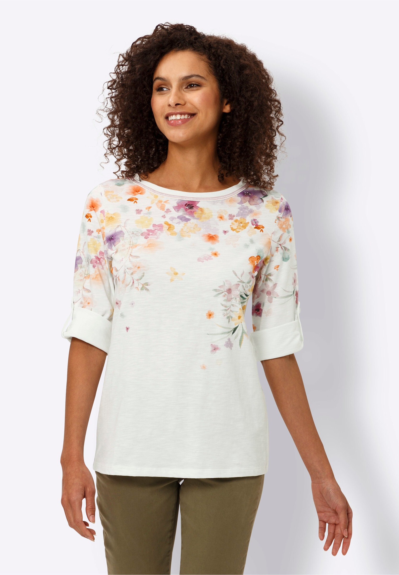 heine T-Shirt »Shirt 3/4-Arm-Shirt mit Blumen-Print«