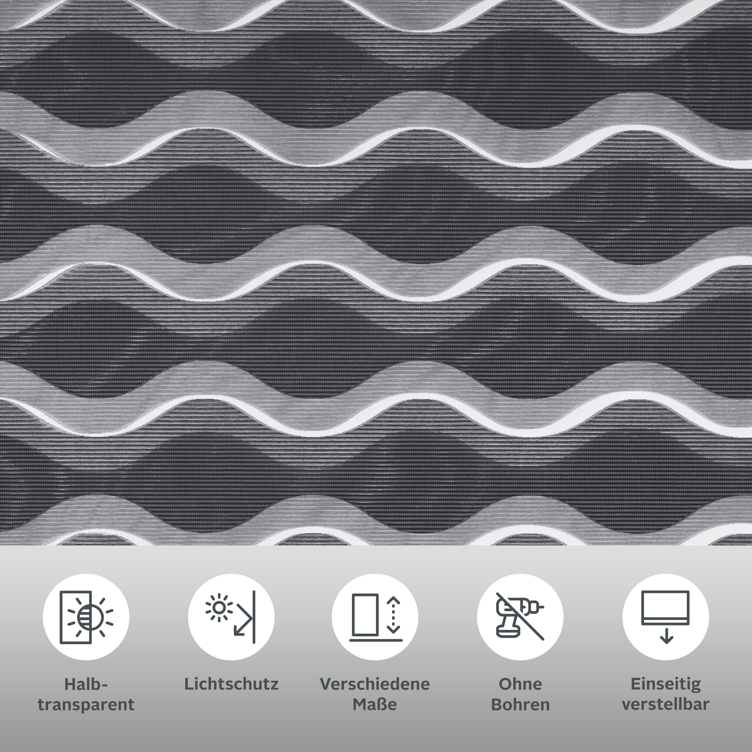 Guido Maria Kretschmer Home&Living Doppelrollo »Wellen«, Lichtschutz, ohne Bohren, freihängend, Fixmaß, Klemmträger