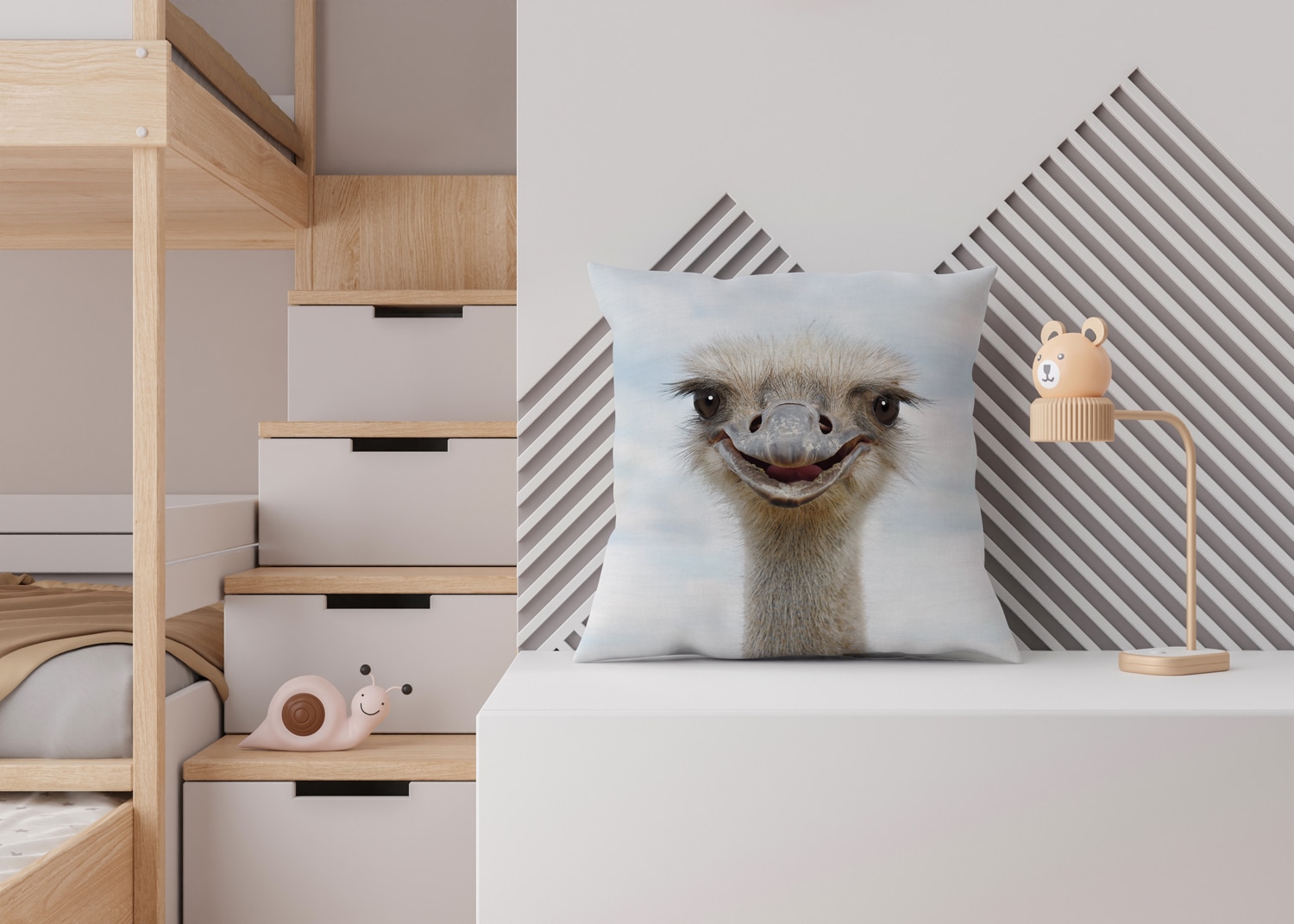 queence Dekokissen »Vogelstrauß«, Kissenhülle mit HD Premium Druck, geruchsneutral, 40x40cm