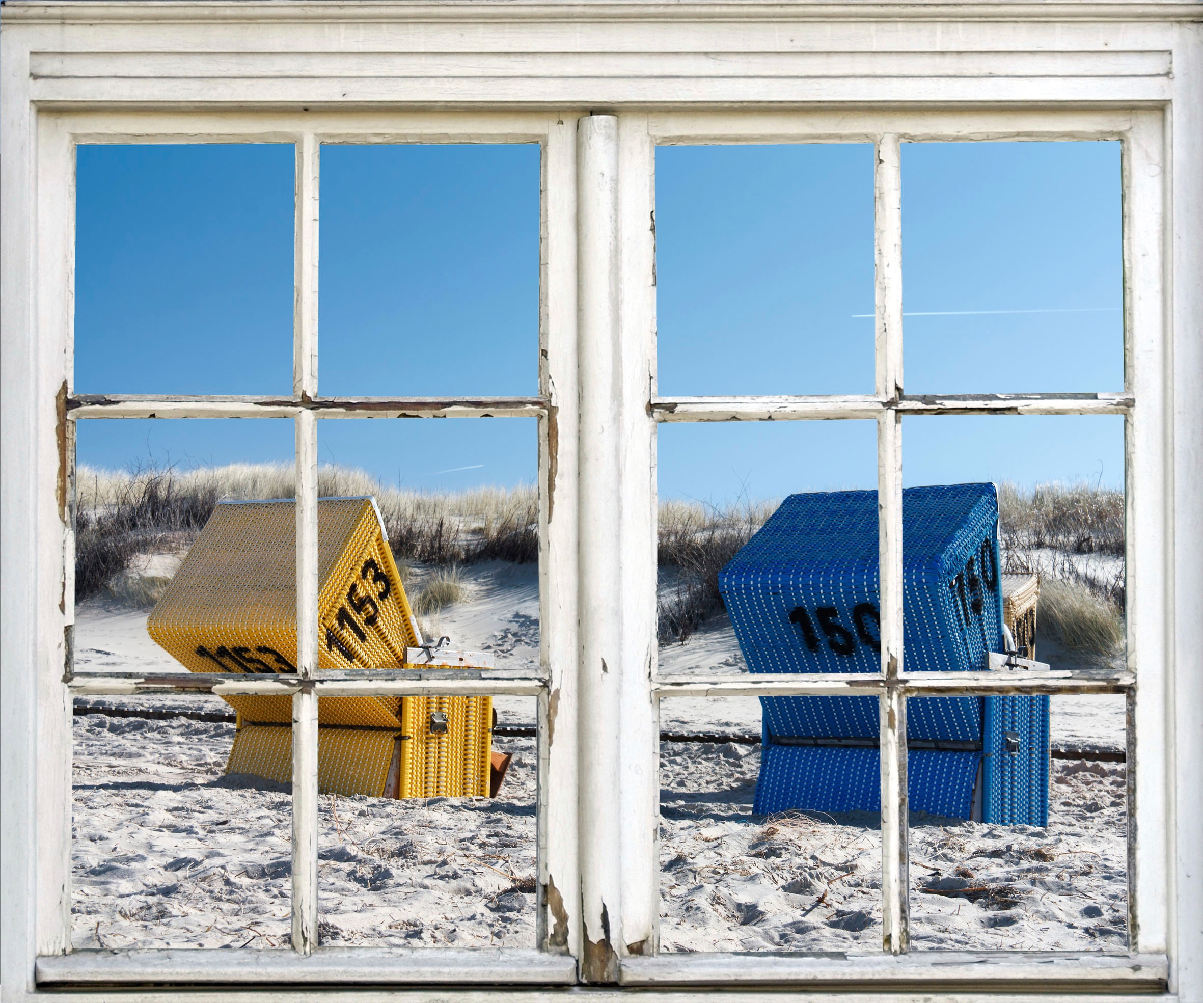 queence Wandsticker »Strandkörbe«, Wandsticker, Wandbild, selbstklebend, 3D, Fenster