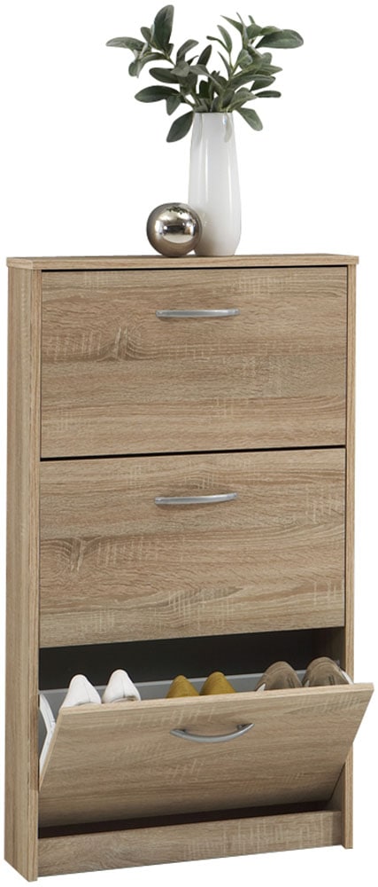 FMD Schuhschrank »Step 3«, Breite 58,5 cm, Tief 17 cm, mit 3 Klappen, Schuhkipper