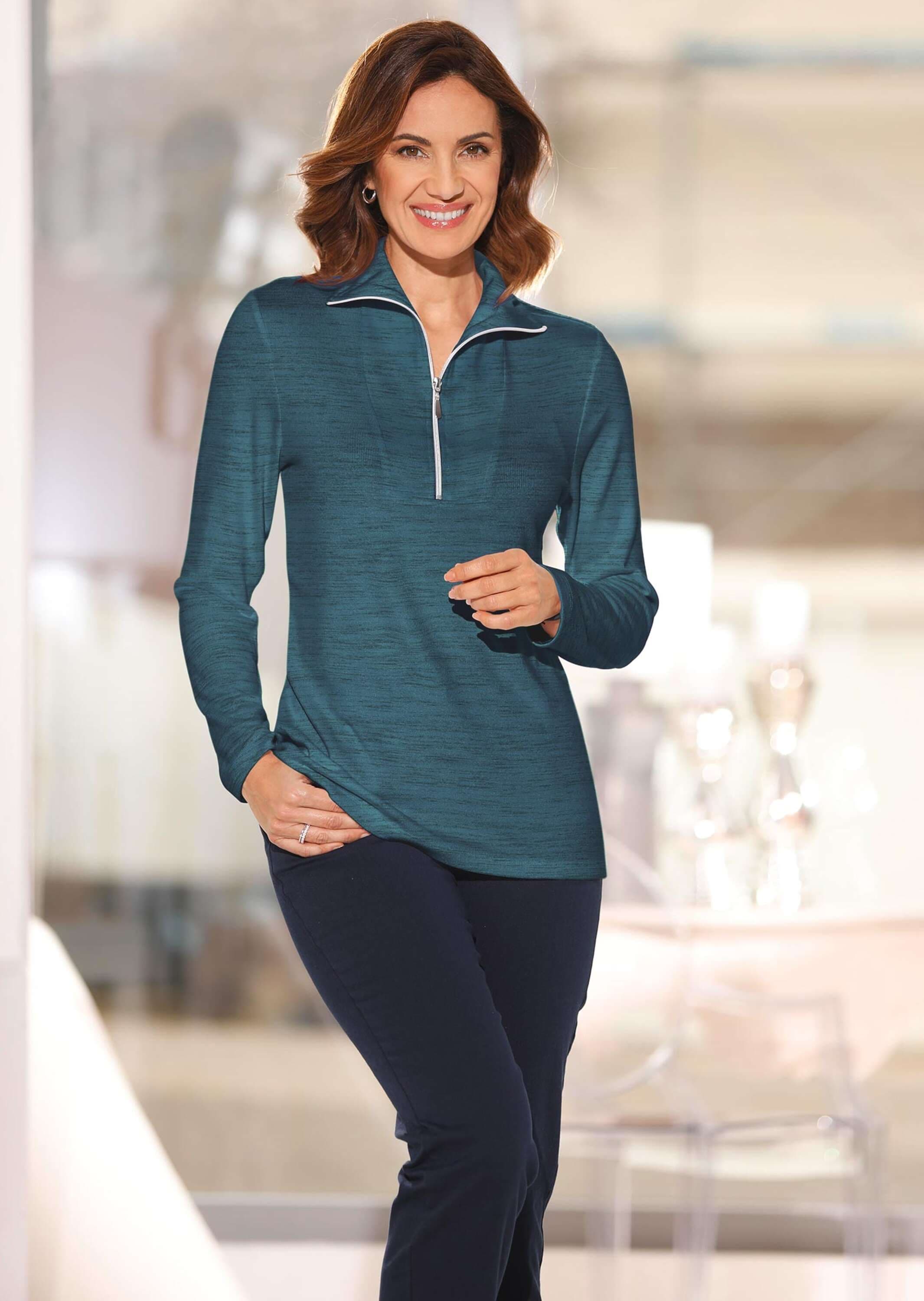 GOLDNER Longpullover »Flauschiges Troyer- Shirt«