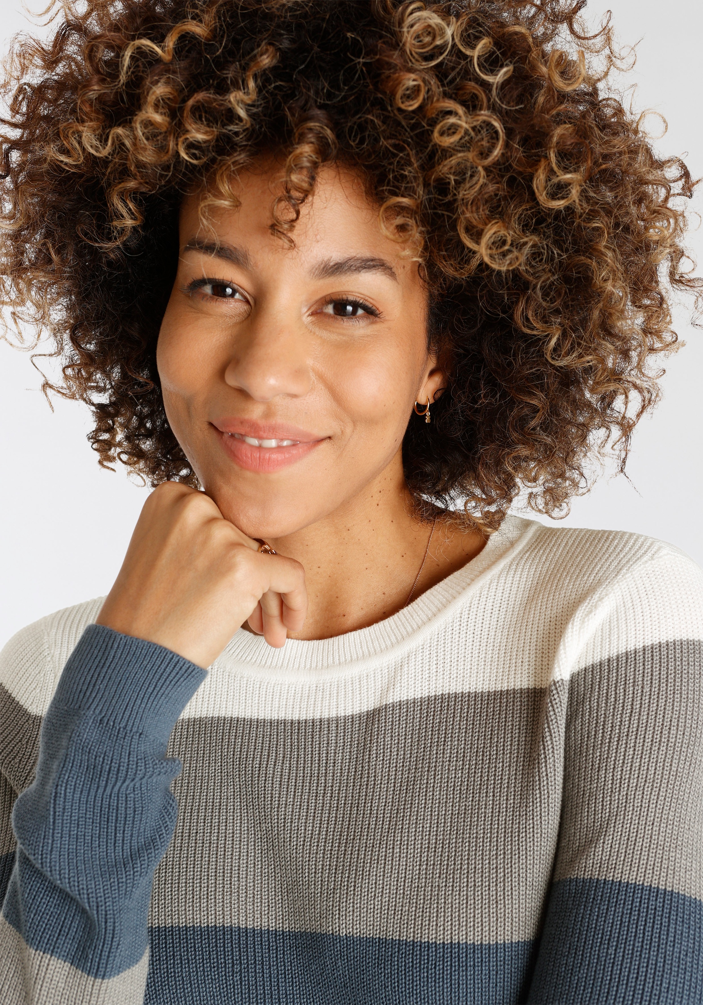H.I.S Strickpullover, in modischem Streifenmuster