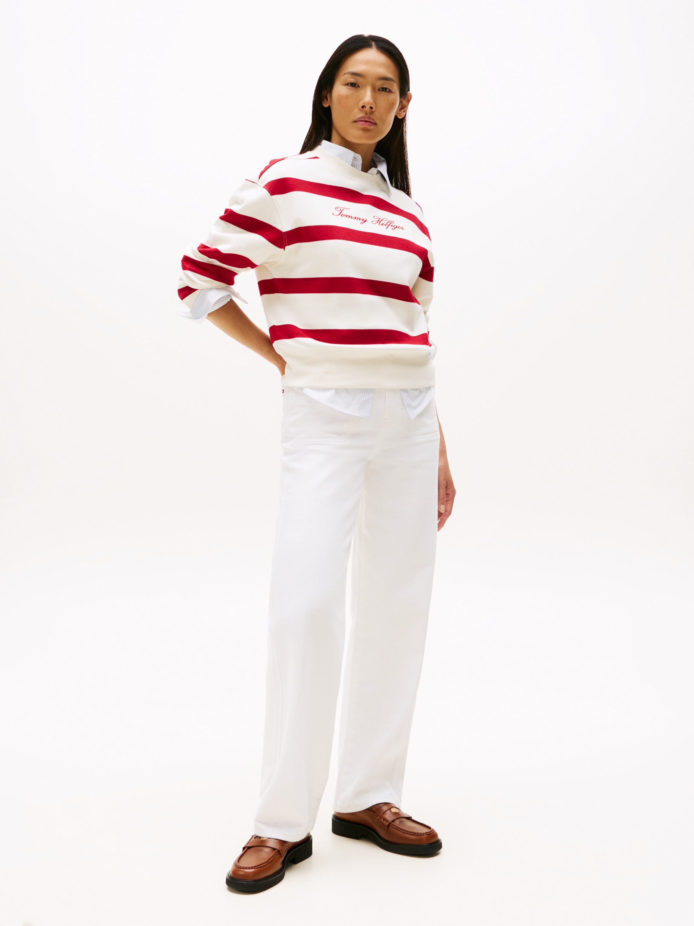 Tommy Hilfiger Sweatshirt »SCRIPT REG PIQUE SWTSHRT«, mit Tommy Hilfiger Script Logo-Schriftzug