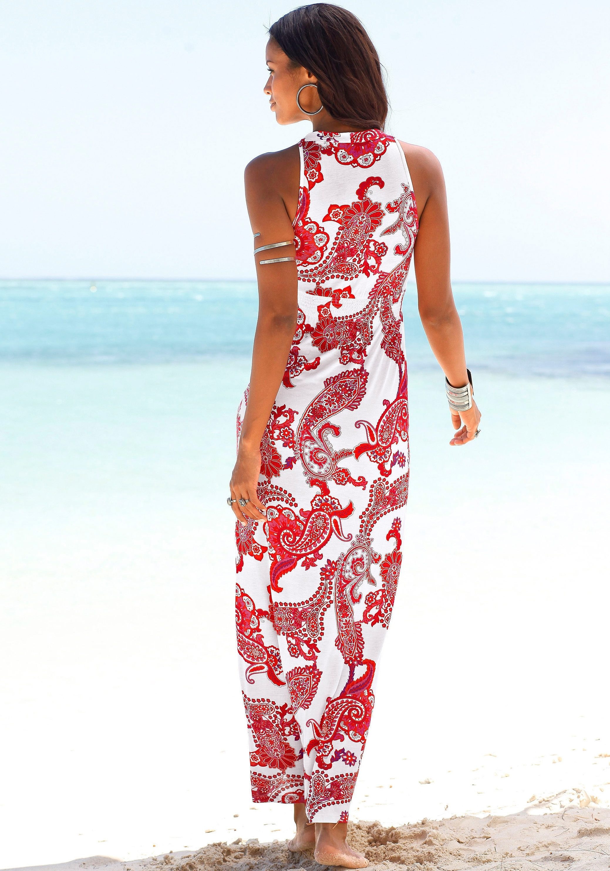 LASCANA Maxikleid, mit verstellbarem Ausschnitt, Sommerkleid, Strandkleid