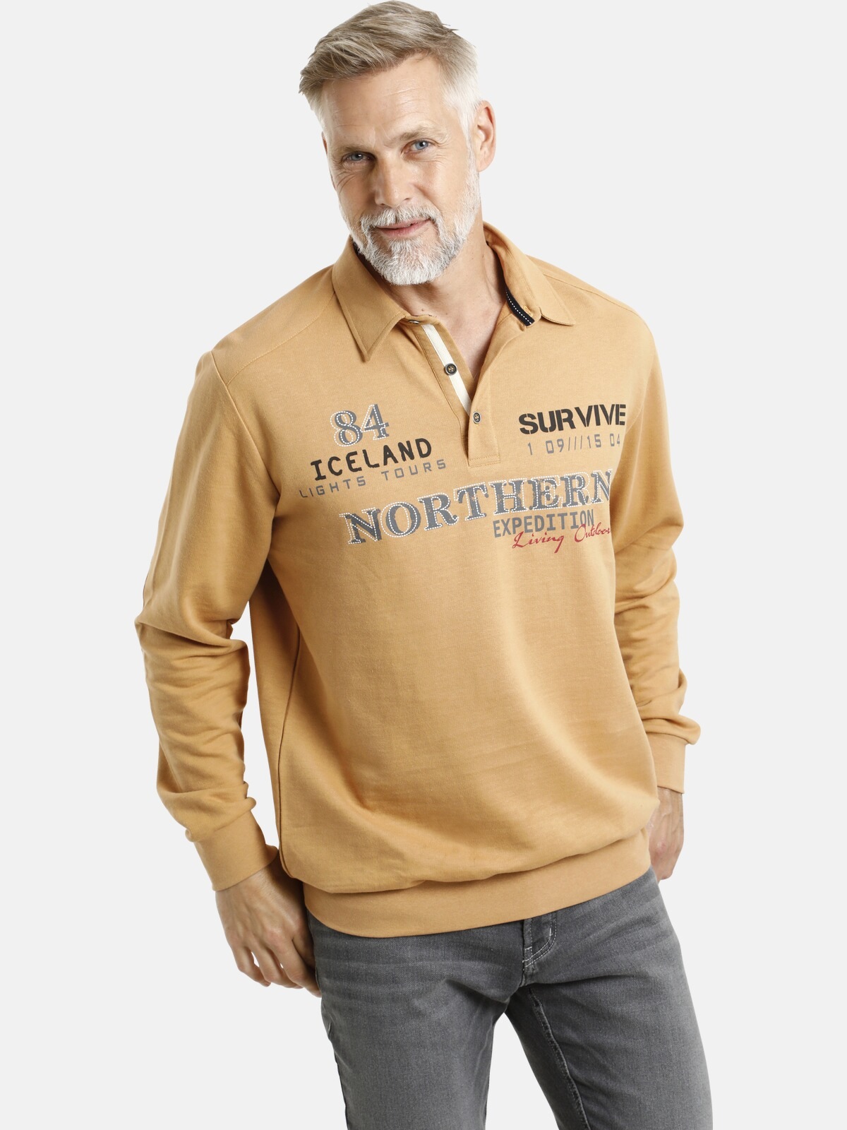 Jan Vanderstorm Sweatshirt »FLOYDE«, mit Kragen, Comfort Fit