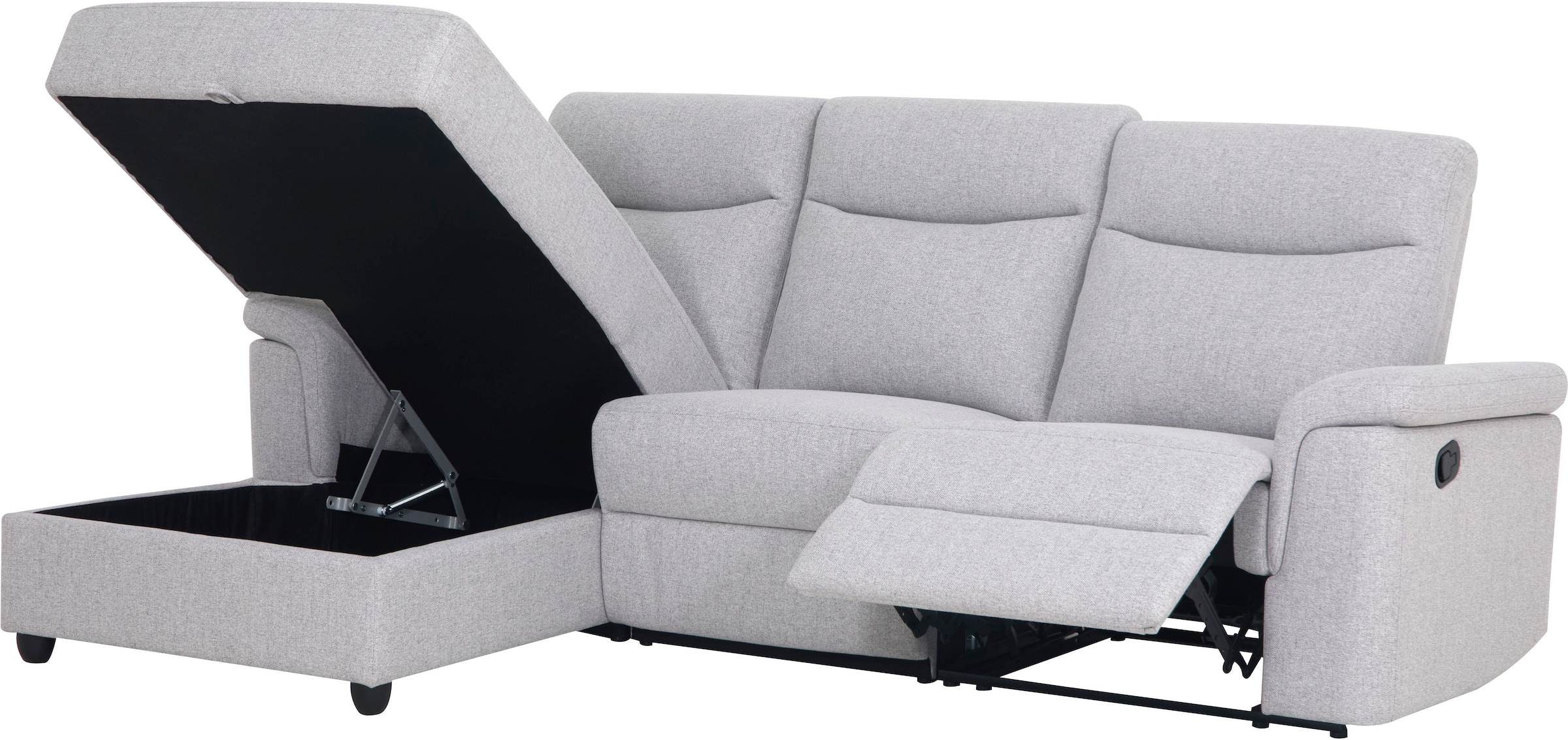 Home affaire Ecksofa »BRIONNE, L-Form, 255cm, manuelle u. elektrische Funktion (USB A/C),« Liegefunktion, Stauraum, Federkernpolsterung, Webstoff