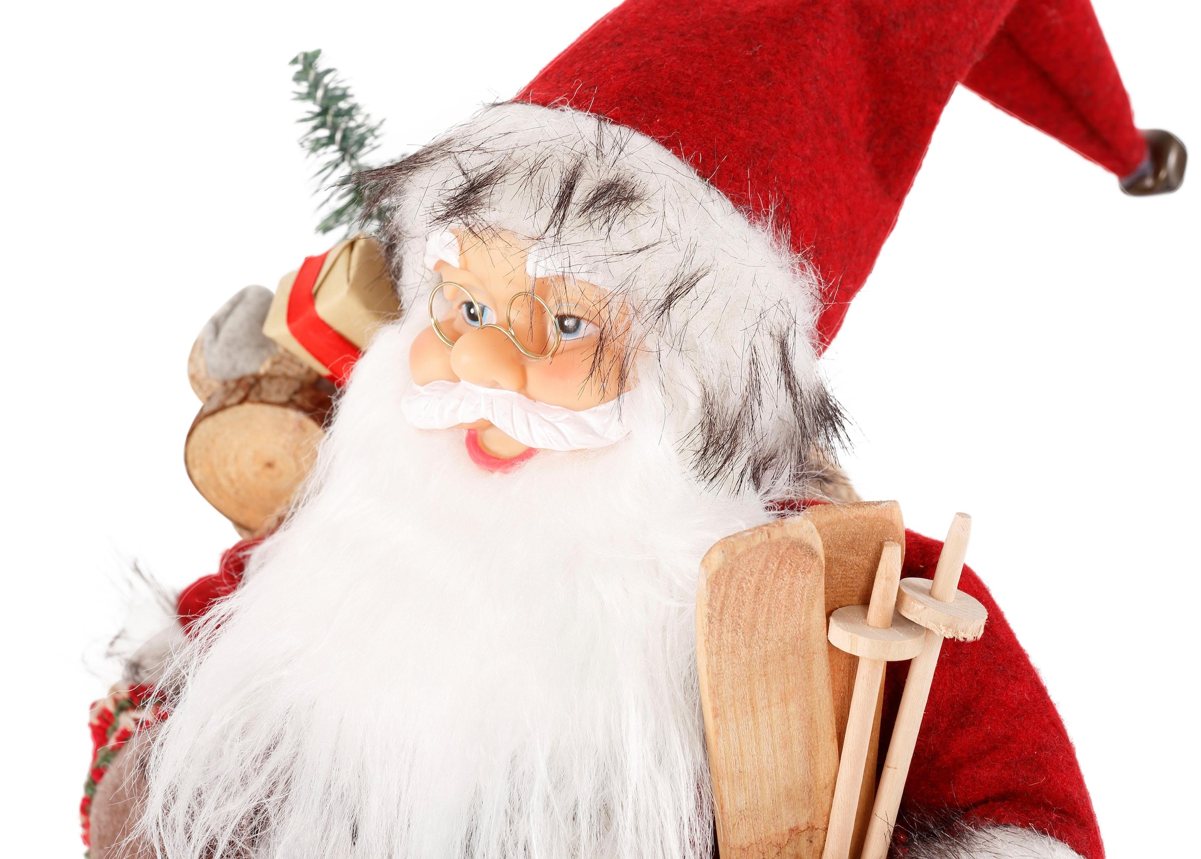 dem Weihnachtsdeko, Weihnachtsmann Geschenken«, mit unter OTTO online HOSSNER Weihnachtsfigur - Dekofigur, bei Arm und »Santa Skiern HOMECOLLECTION