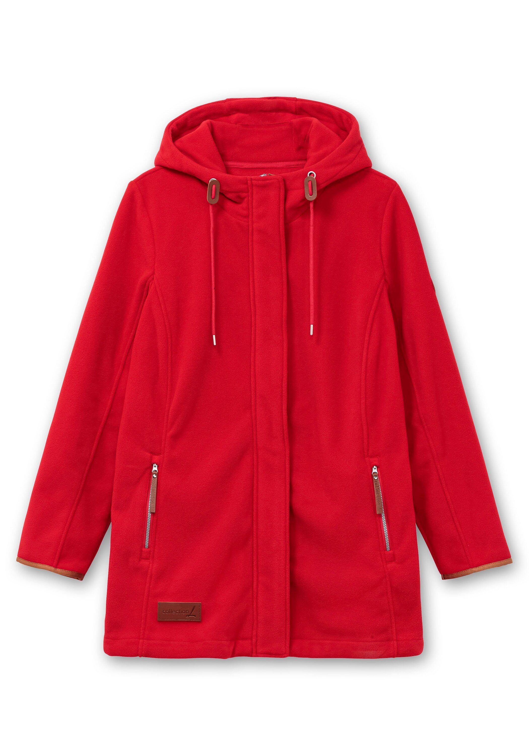 Sheego Fleecejacke »Fleecejacke mit Kontrastdetails und Kapuze«, mit Kapuze, mit Kontrastdetails und Kapuze