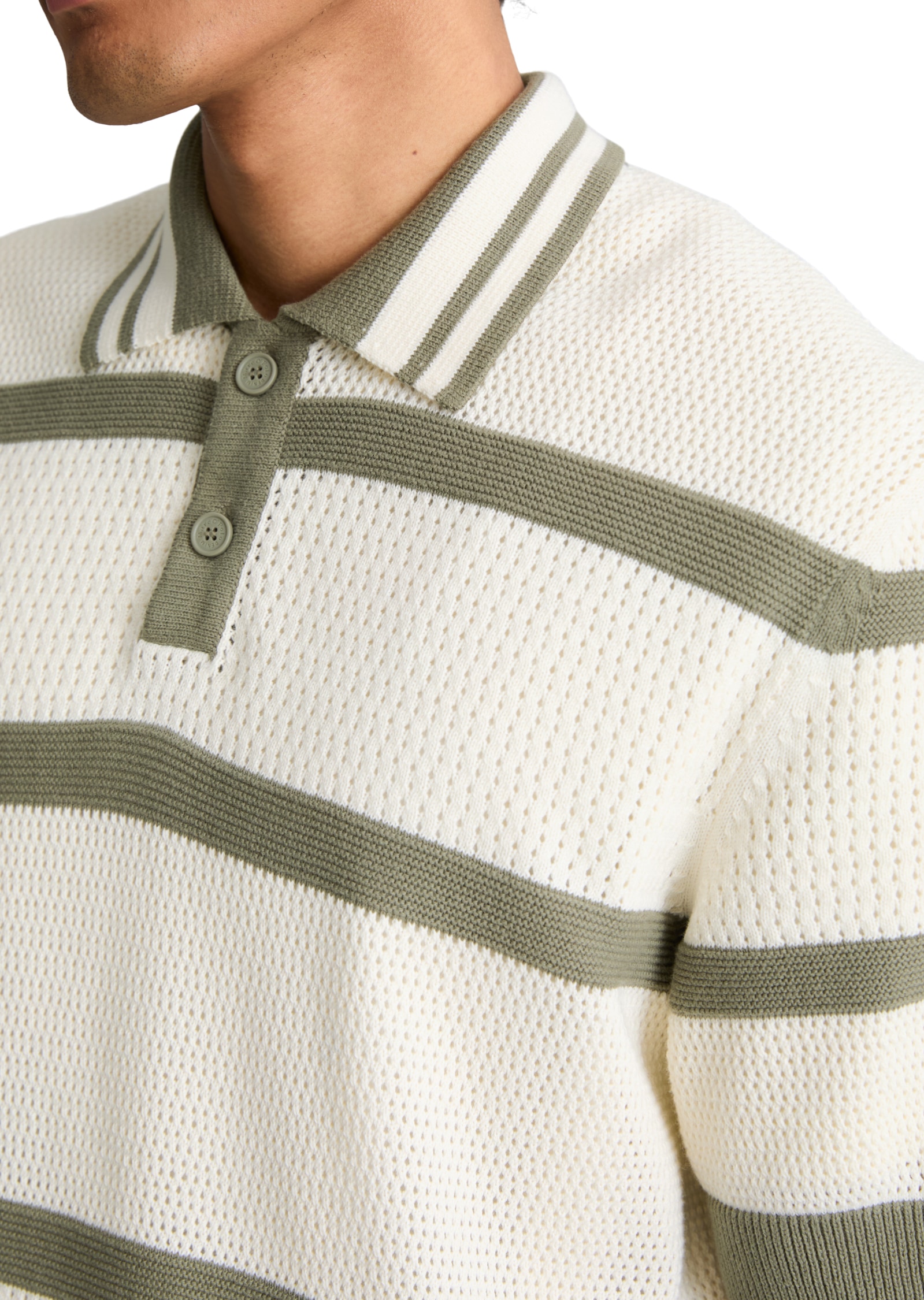 Marc O'Polo DENIM Poloshirt regular mit Strickvariationen und Streifen