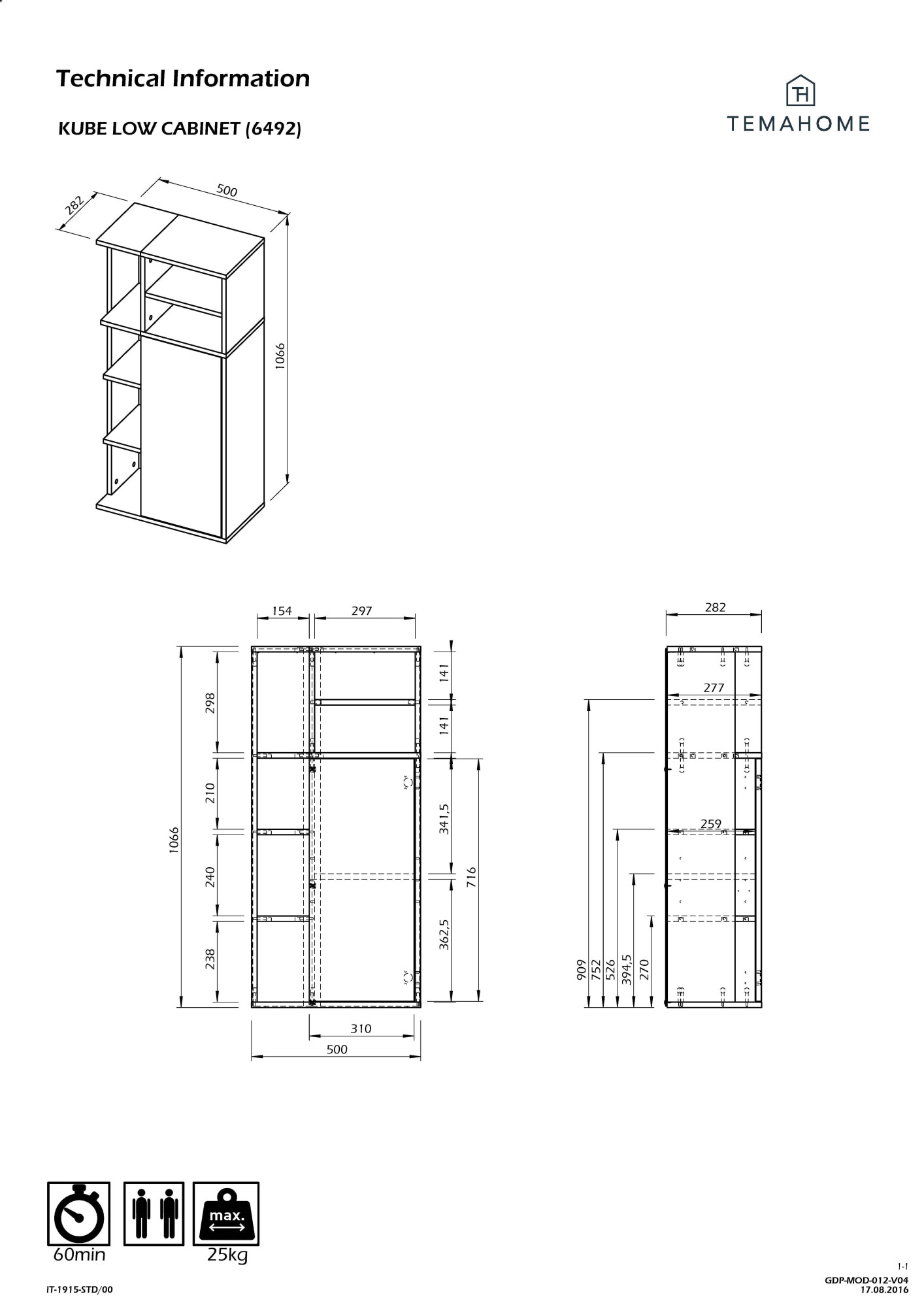 TemaHome Midischrank »Kube Badschrank, Aufbewahrung, Platzsparend, Höhe 109 cm«, mit einer Tür und offene Fächer