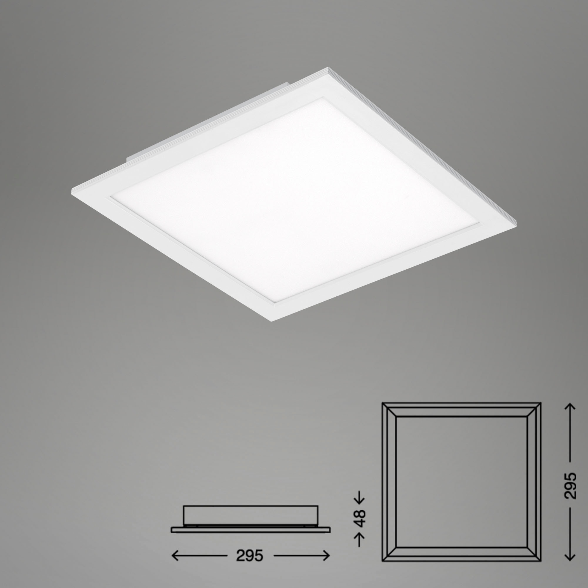Briloner Leuchten LED Panel »7194016 Piatto«, Leuchtmittel LED-Board | LED fest integriert, Deckenlampe, 29,5x29,5x5cm, Weiß, 18W, Wohnzimmer, Schlafzimmer, Flur