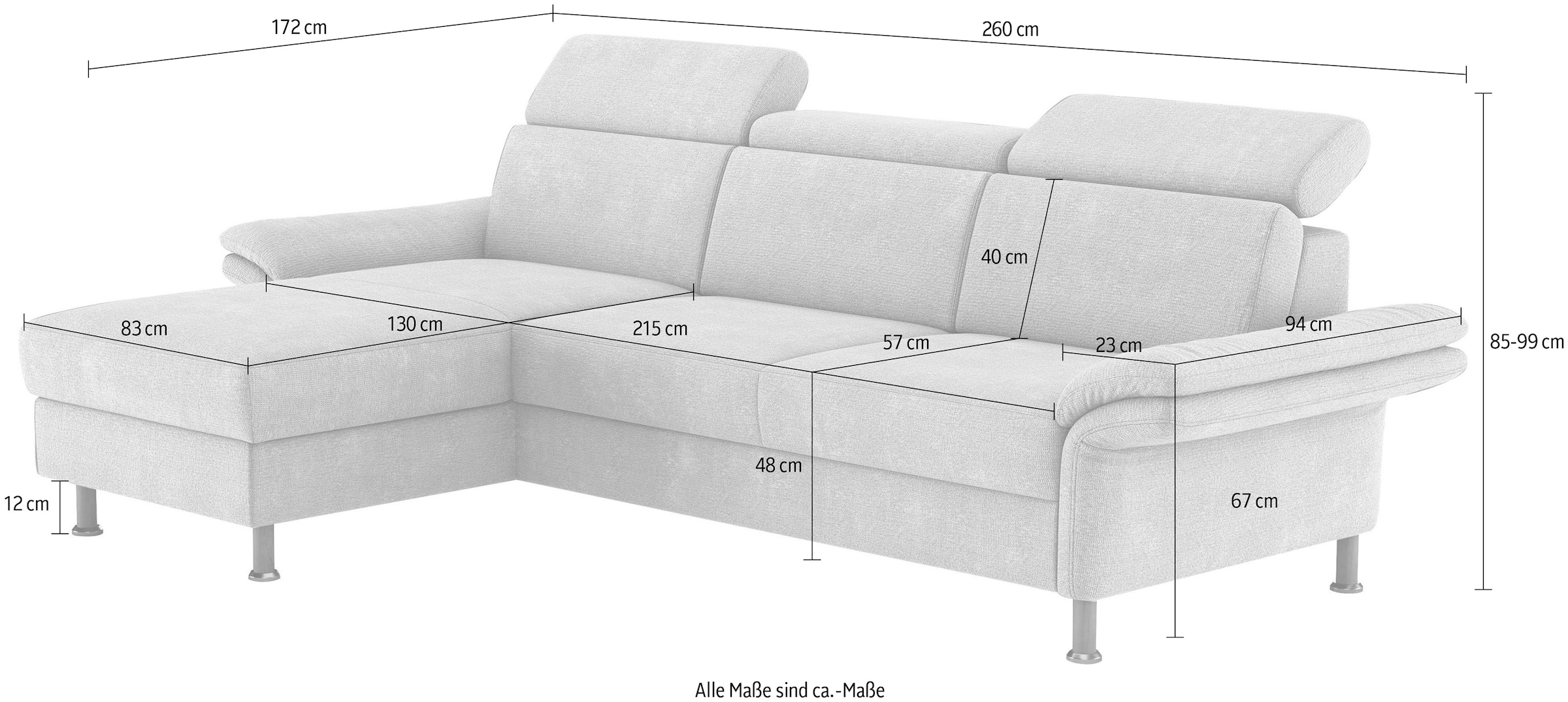 Home affaire Ecksofa »Calypso L-Form«, mit motorischen Funktionen im Sofa und Recamiere