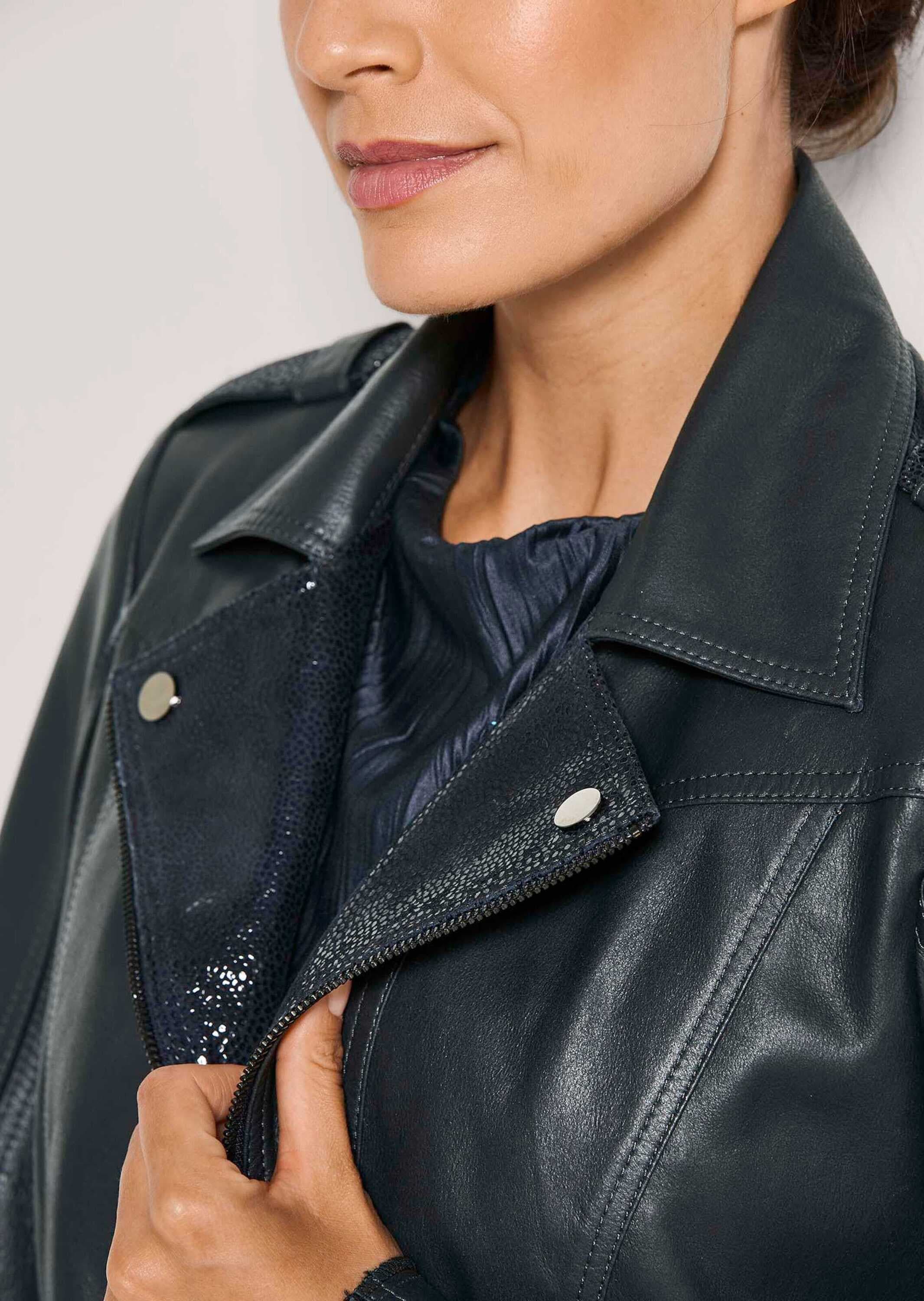 MADELEINE Lederjacke »Lederjacke Kurzjacke mit glänzender Oberfläche« Verkürzte Form