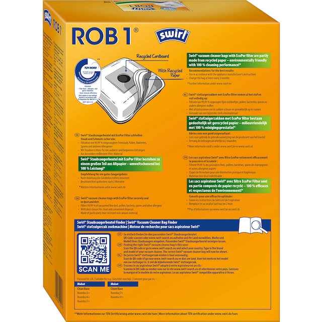Swirl Staubsaugerbeutel »ROB 1®«, (Packung), für iRobot Clean Base  Automatische Absaugstation, 4er-Pack jetzt im OTTO Online Shop