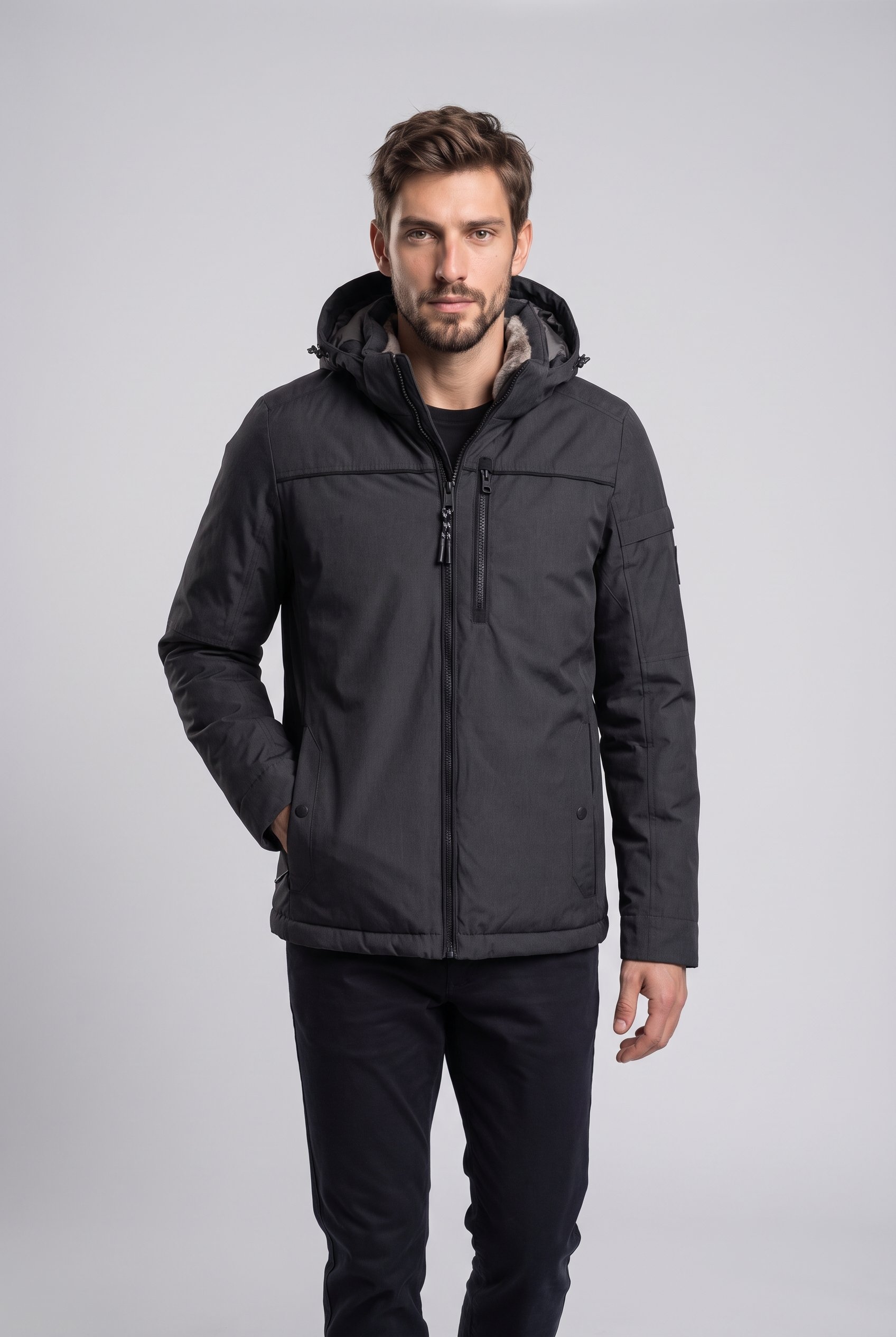 CASAMODA Winterjacke mit Kapuze mit Kapuze und Reißverschluss