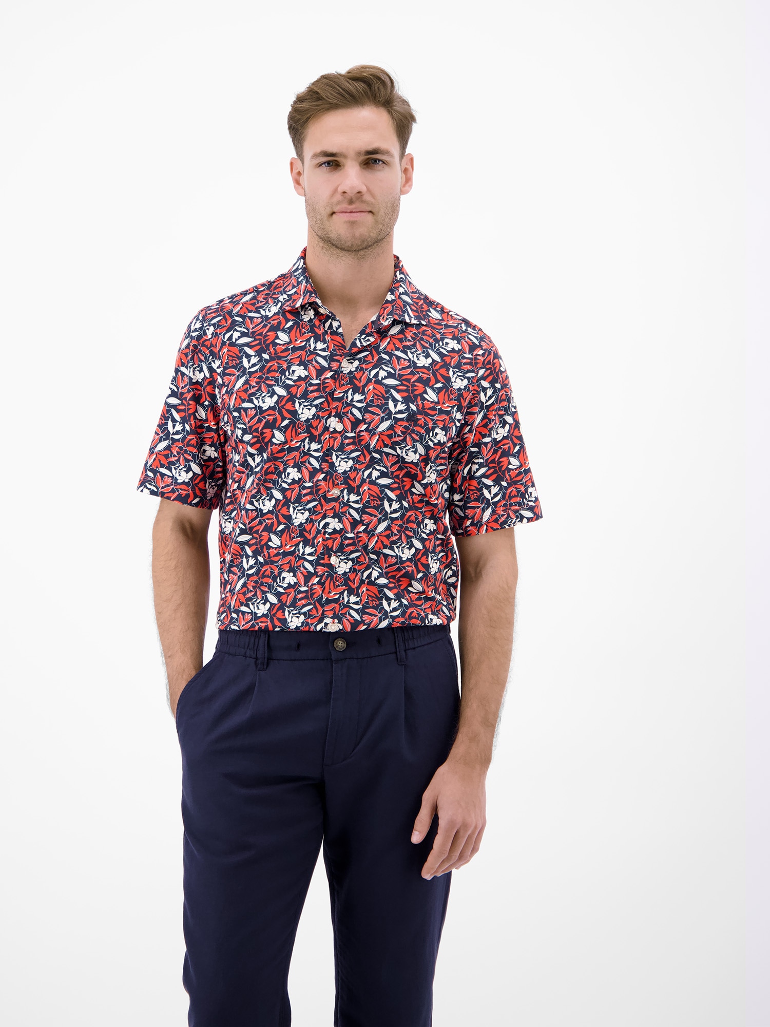 LERROS Kurzarmhemd »1/2 Hemd aus 100 % Baumwolle, floral bedruckt«