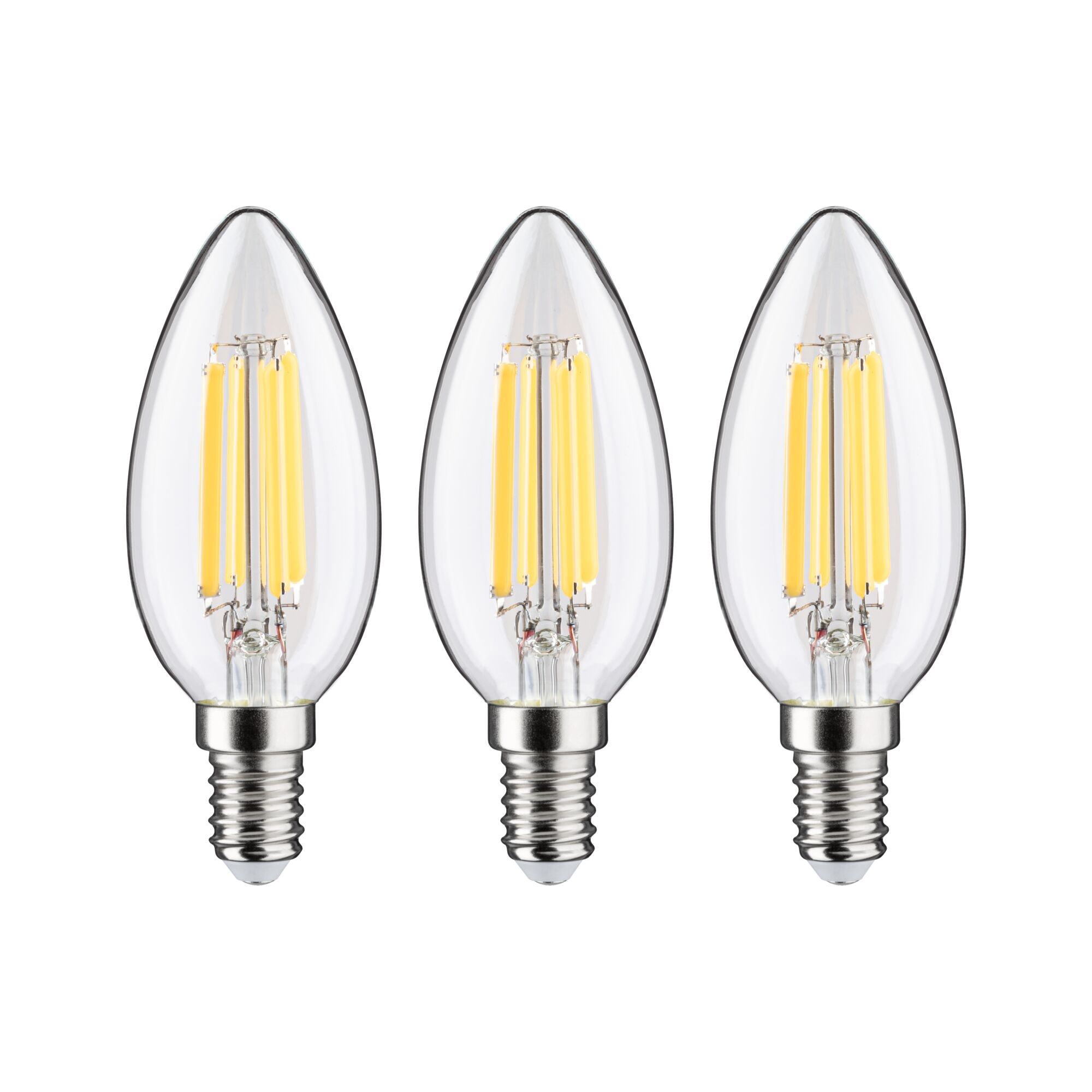 Paulmann LED-Leuchtmittel »Eco-Line Filament 230V LED Kerze E14 3er-Pack 525lm 2,5W 3000K Klar« E14 3 Stk. Warmweiß