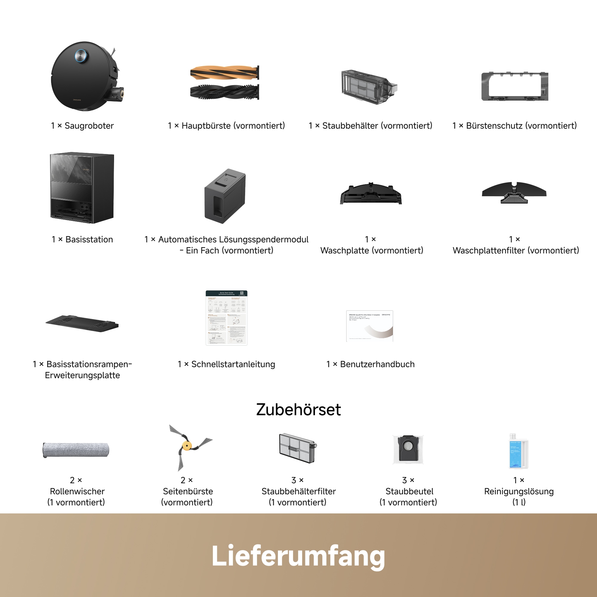 Dreame Nass-Trocken-Saugroboter »Aqua20 Pro Ultra Roller X Complete Marble Black« Vollautomatische Absaugstation, App-Steuerung