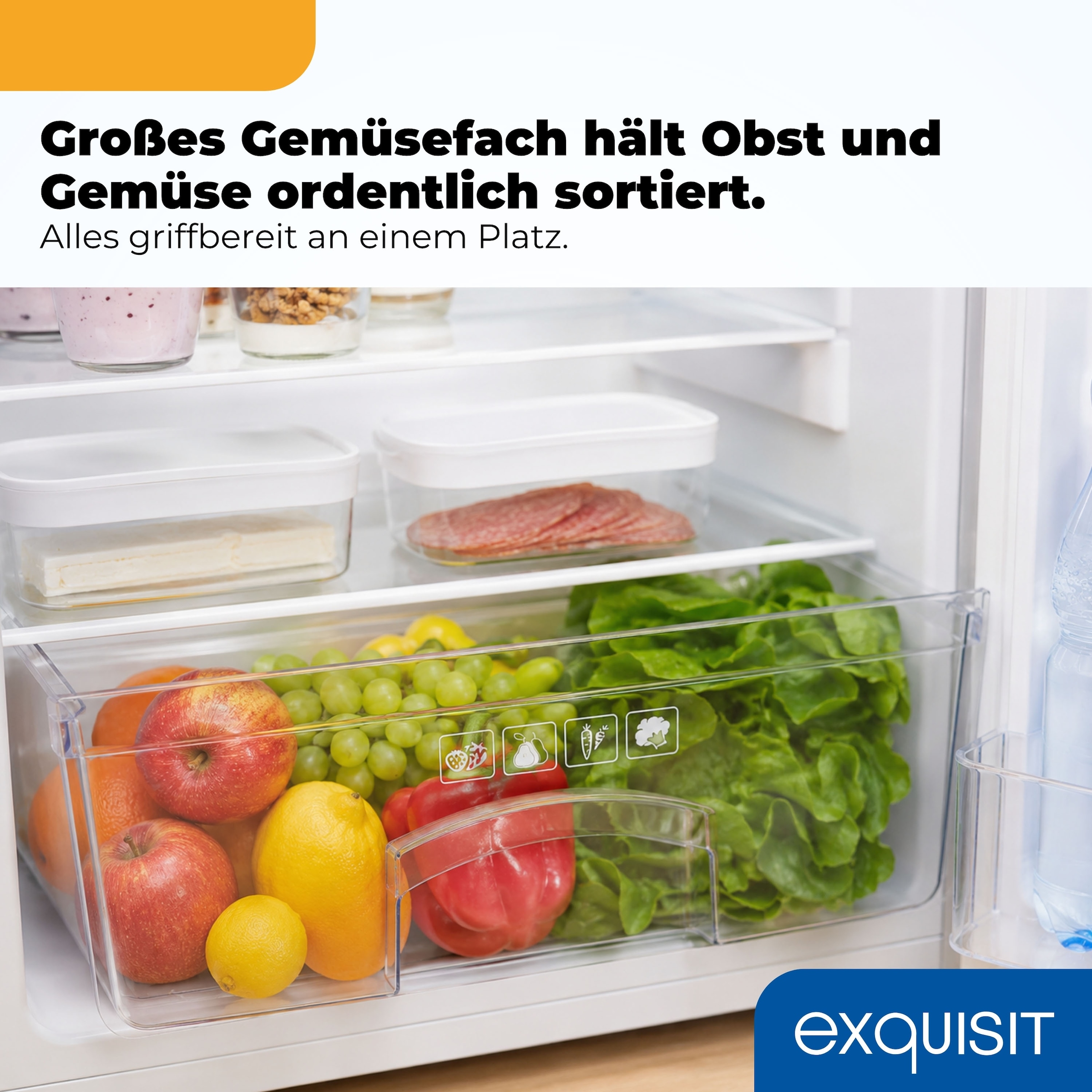 exquisit Kühlschrank »KS16-V-040C inoxlook-az« 85 cm hoch 55 cm breit Helles LED-Licht für optimale Innenraumbeleuchtung
