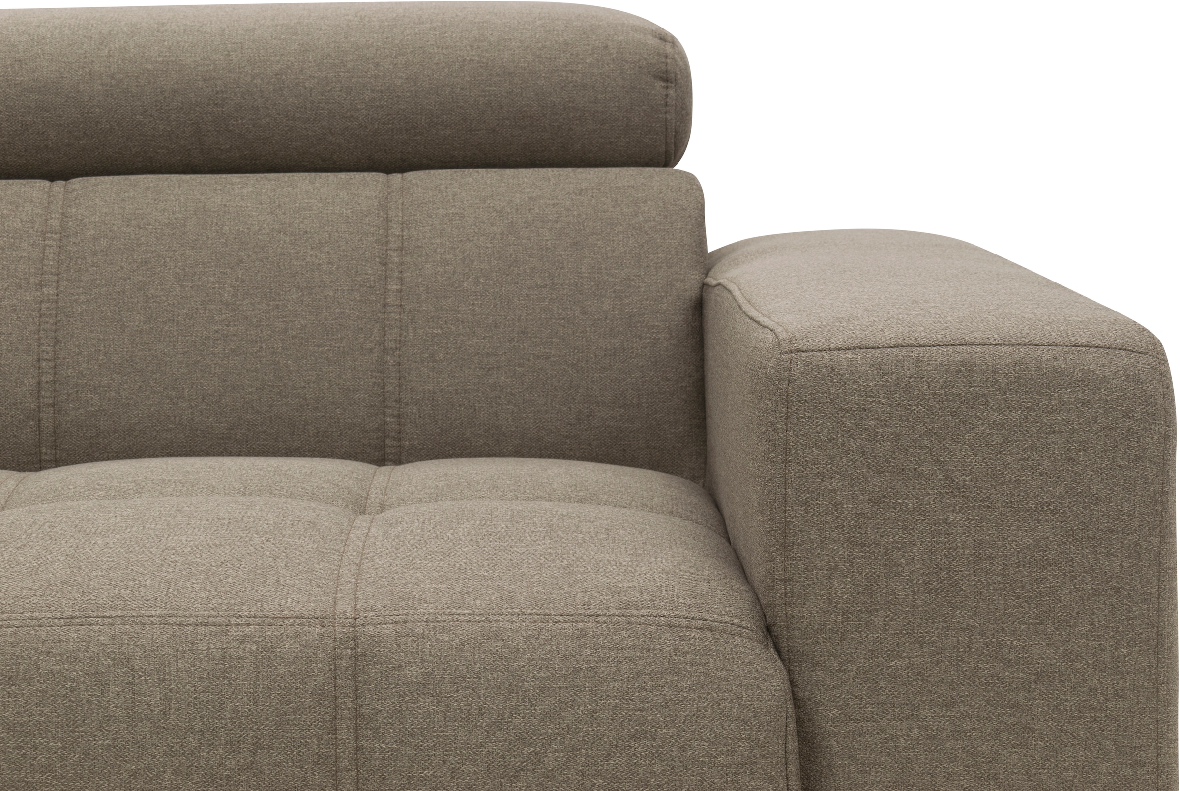 DOMO collection Ecksofa »Trento L-Form, mit Kufenfuß oder Einzelfuß«, wahlweise mit Kopfteilverstellung, Recamiere links/rechts bestellbar