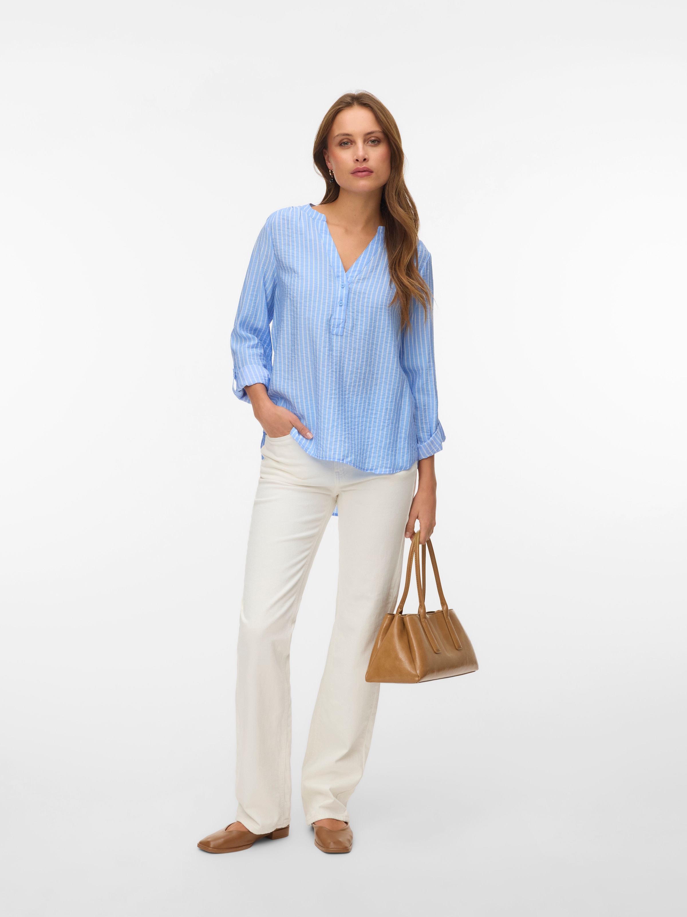 Vero Moda Blusenshirt »VMKAJA LS V-NECK FOLD-UP TOP WVN« mit Raglan-Ärmeln