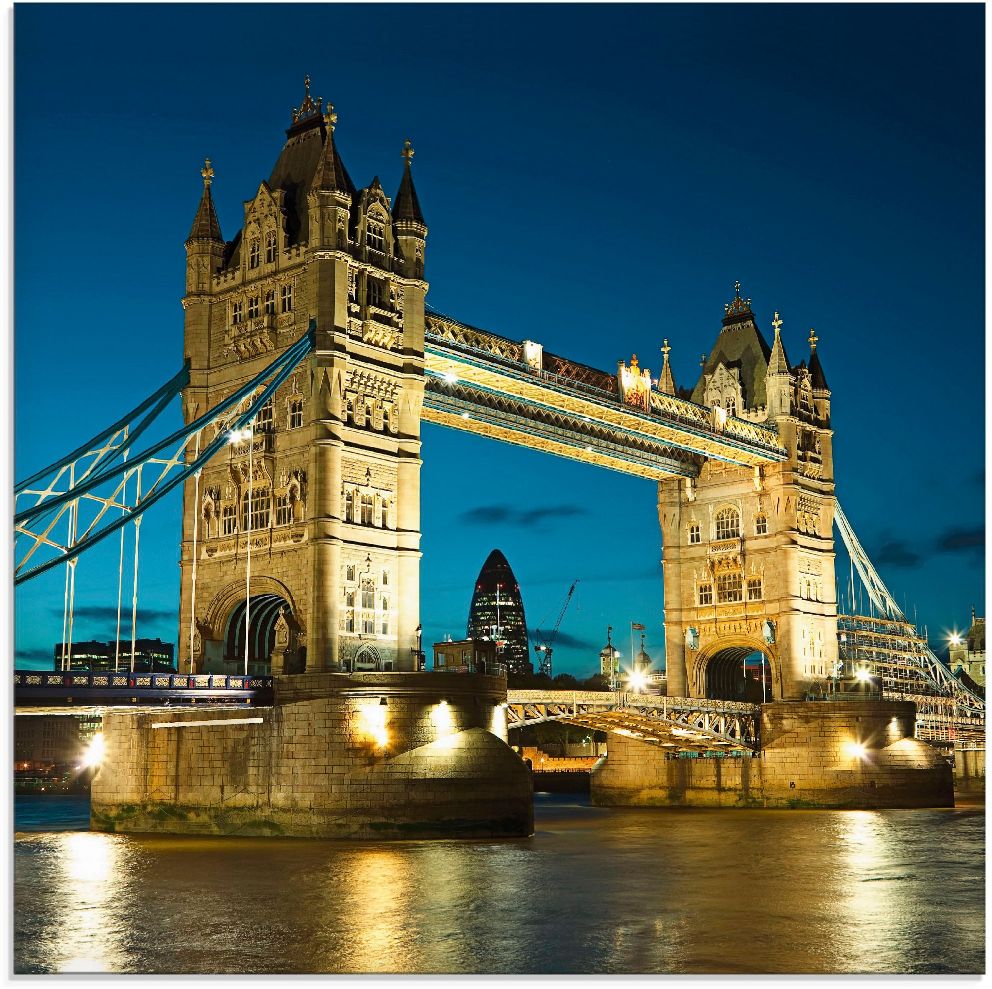 Glasbild »Tower Bridge Abenddämmerung London«, Brücken, (1 St.), in verschiedenen Größen
