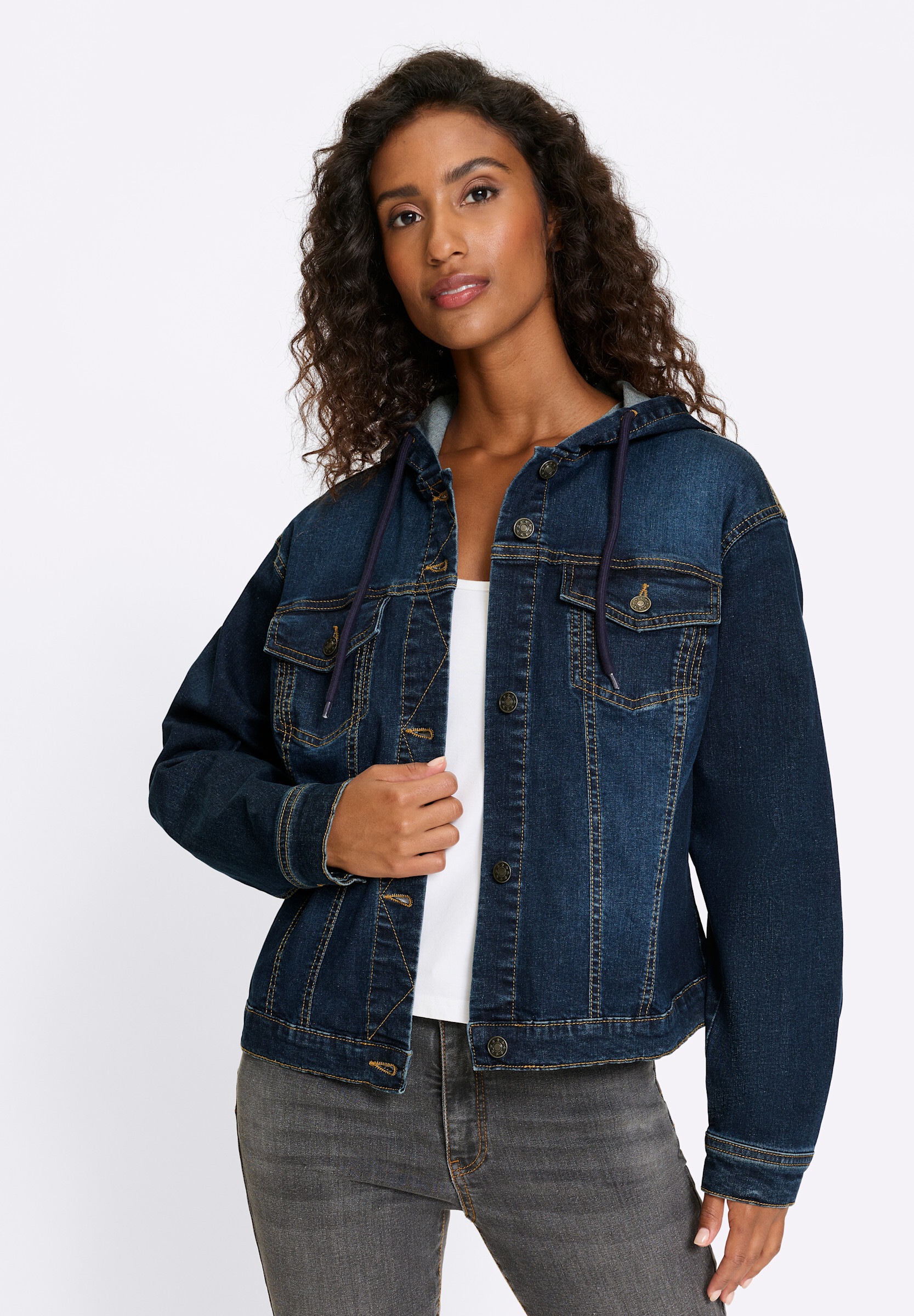 heine Jeansblazer »Jeans-Jacke Jeansjacke mit Kapuze«