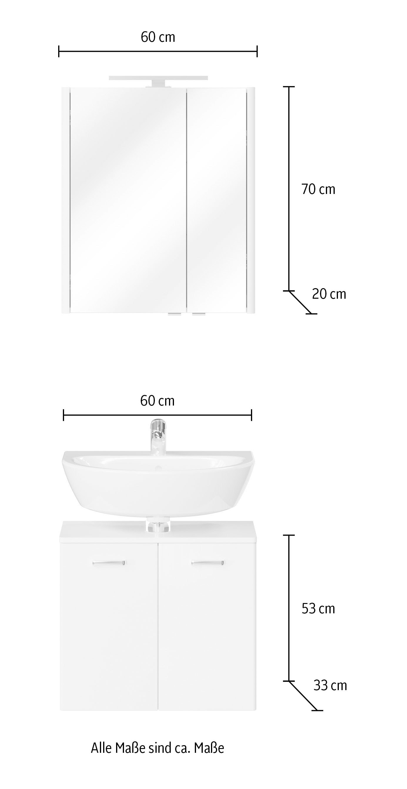 Saphir Badmöbel-Set »2-teilig, Waschbeckenunterschrank mit Spiegelschrank« Set, 2 Stk. tlg.