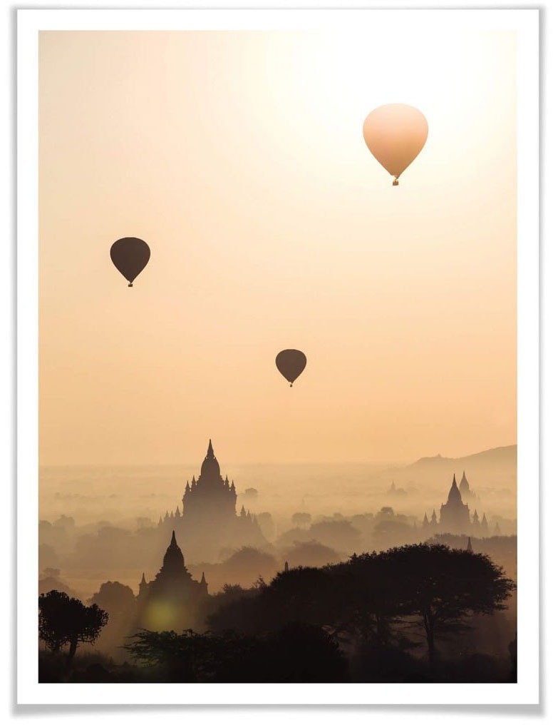 Poster »Morgen über Bagan«, Landschaften, (1 St.), Poster ohne Bilderrahmen
