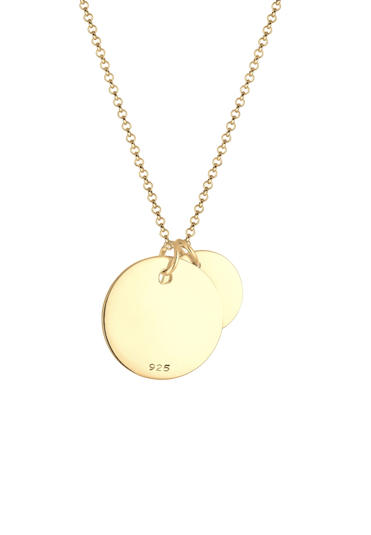 Elli Lange Kette »Halskette Duo Erbskette Plättchen Kreis Brushed 925 Silber«