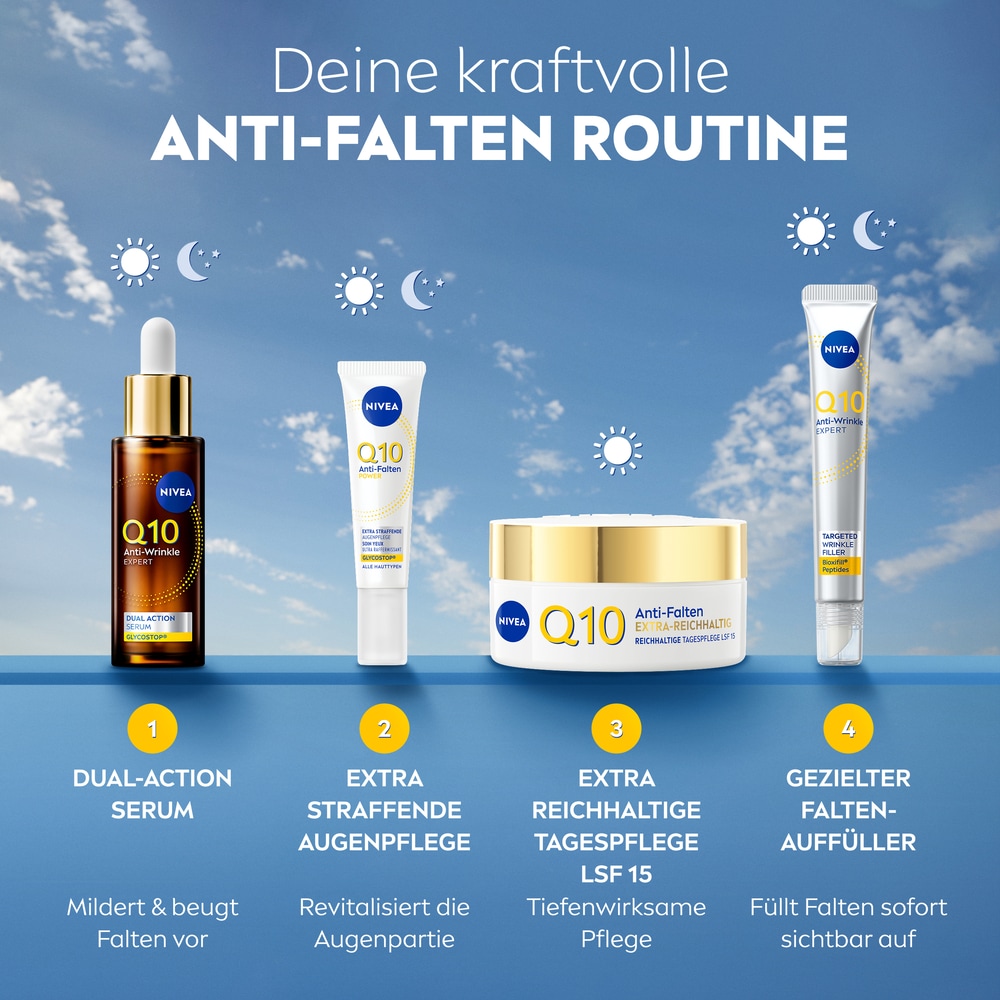 Nivea Tagescreme »Q10 ANTI-FALTEN EXTRA-REICHHALTIG TAGESPFLEGE LSF 15« spendet intensive Feuchtigkeit für 24 Stunden