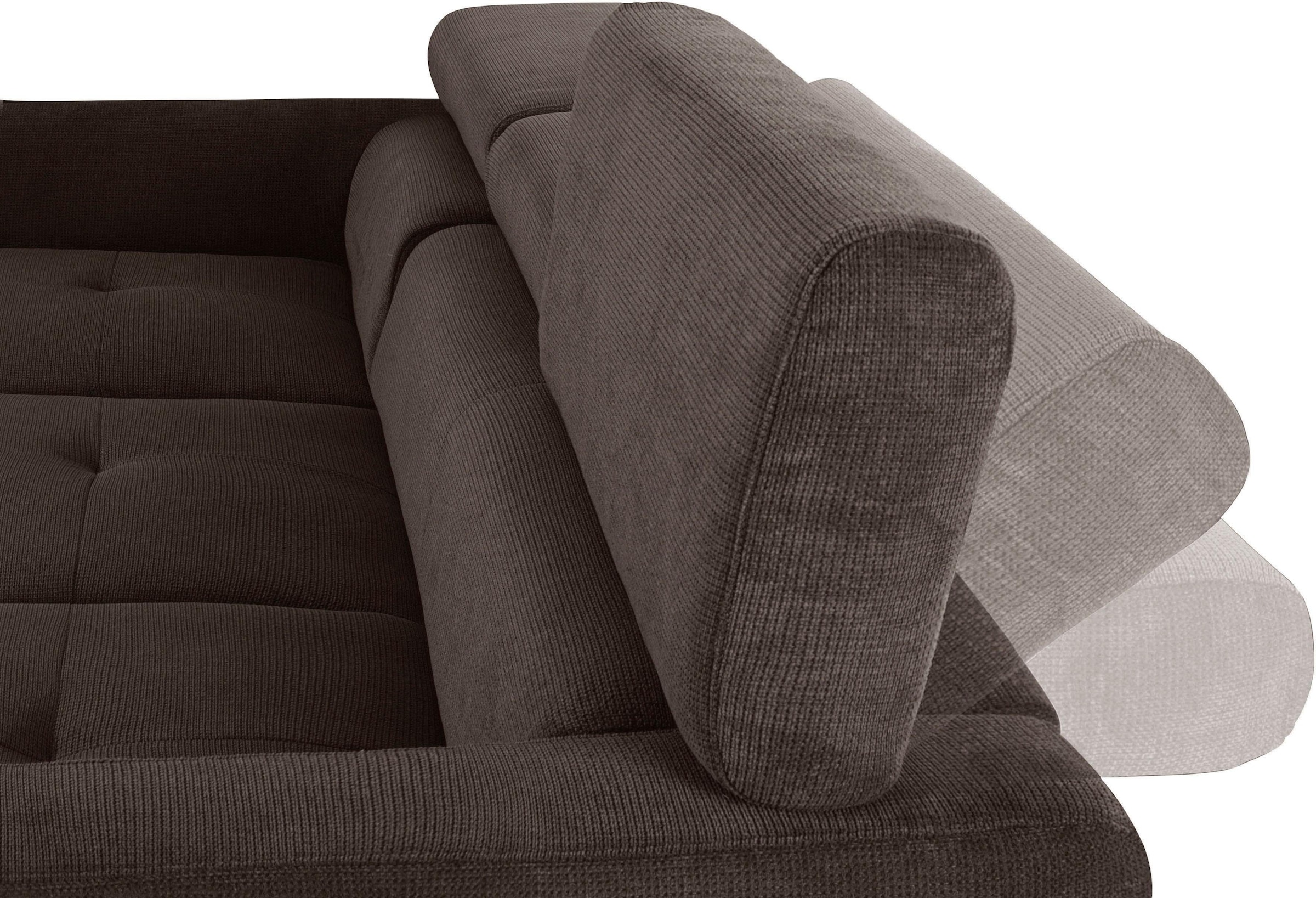 COTTA Polstergarnitur »Sammy L-Form«, (Set), Set bestehend aus: Ecksofa mit Kopfteilverstellung & Hocker