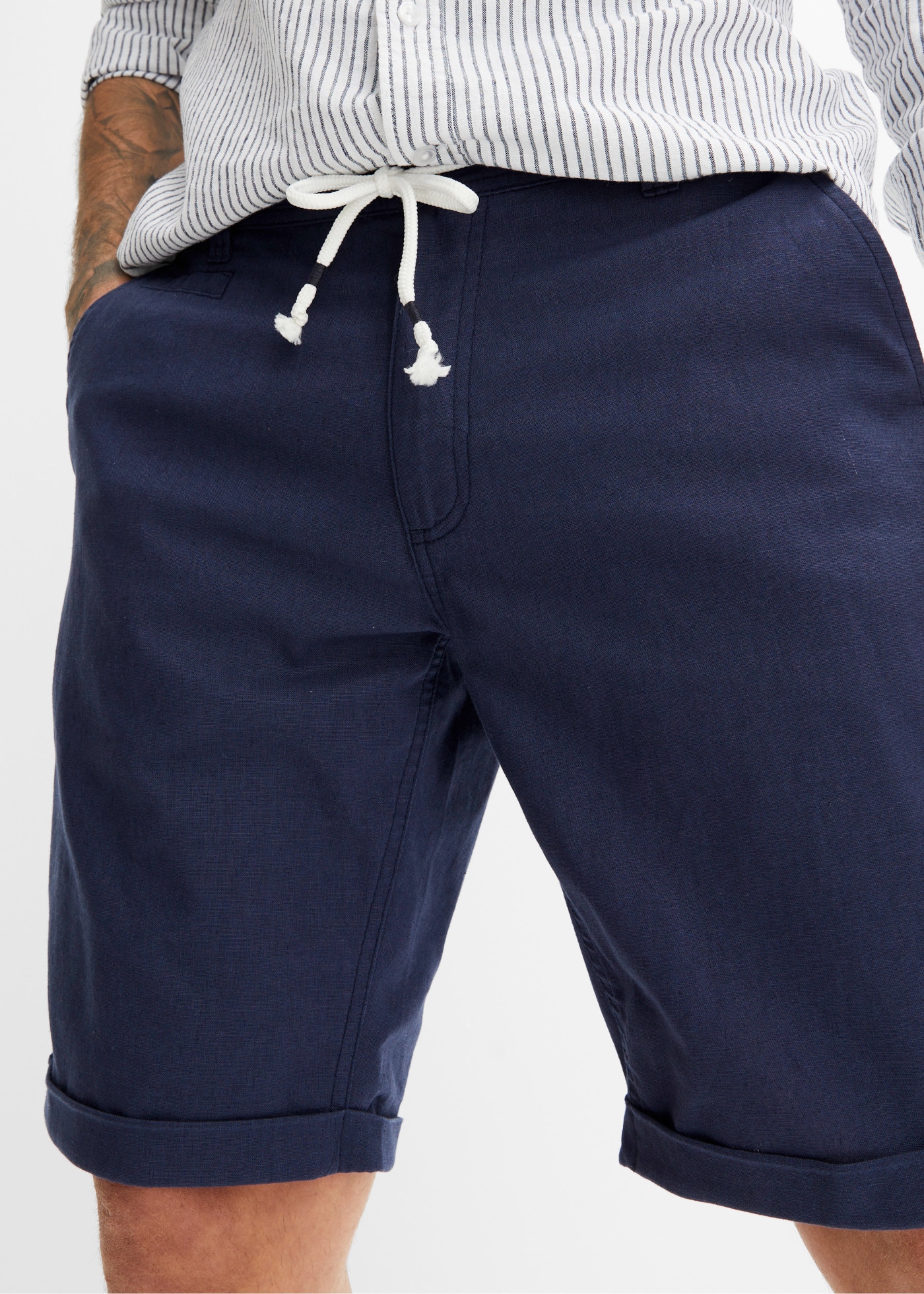 bonprix Bermudas  aus Leinen-Baumwoll-Mix, Regular Fit, mit Bindeband am Bund