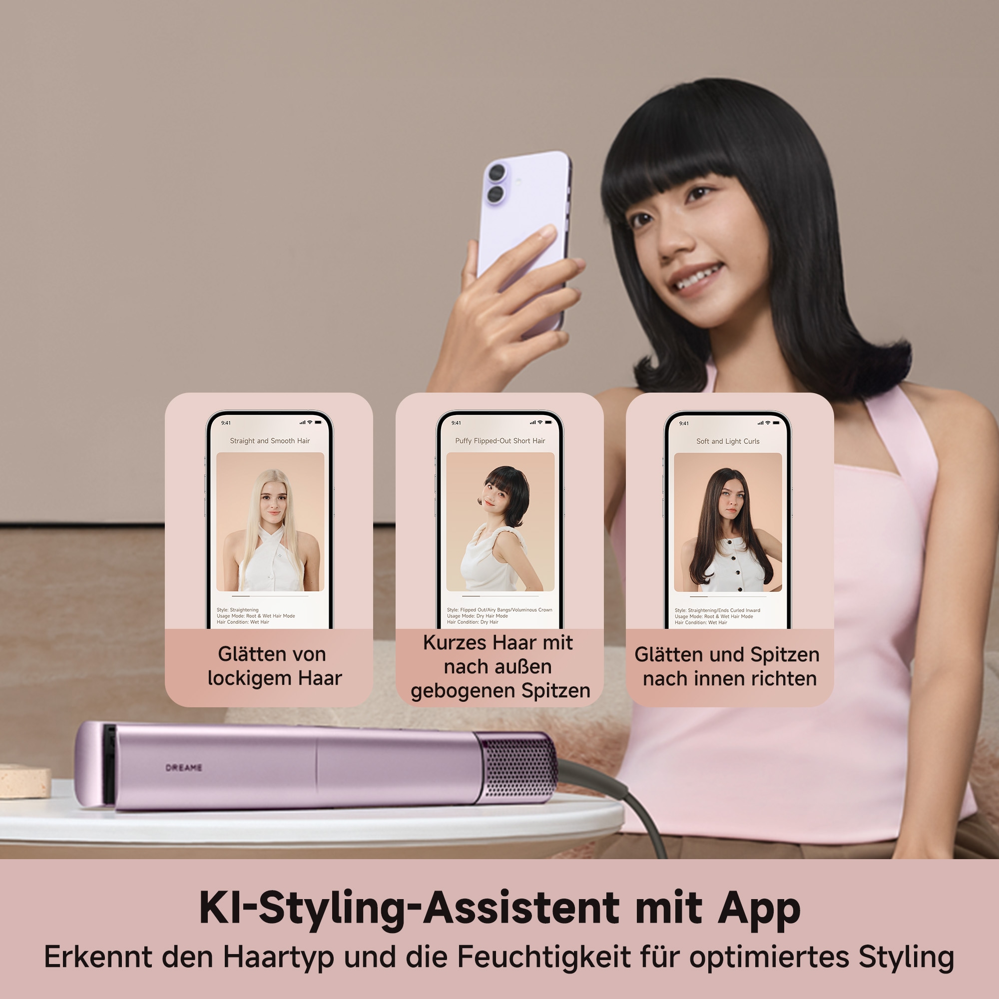 Dreame Glätteisen »Aero Straight Pro« Nassfunktion, Hitzeschutz, Ionen