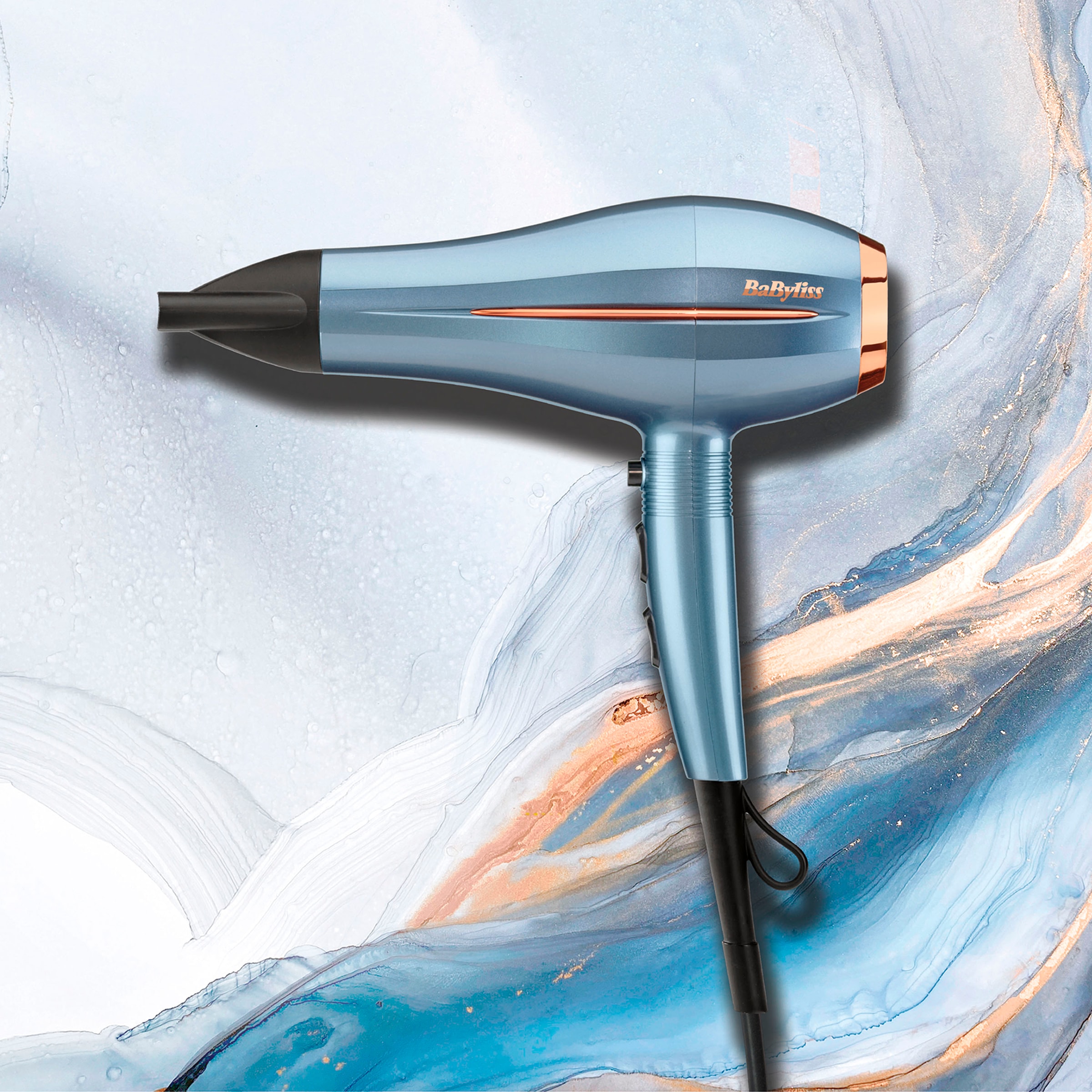 BaByliss Haartrockner »BaByliss Denim Luxe Haartrockner mit Ionen-Technologie, D251PE« 2.200 W Föhn mit Aufsatz, HTDC-Motor, 2200W, Keramik-Technologie