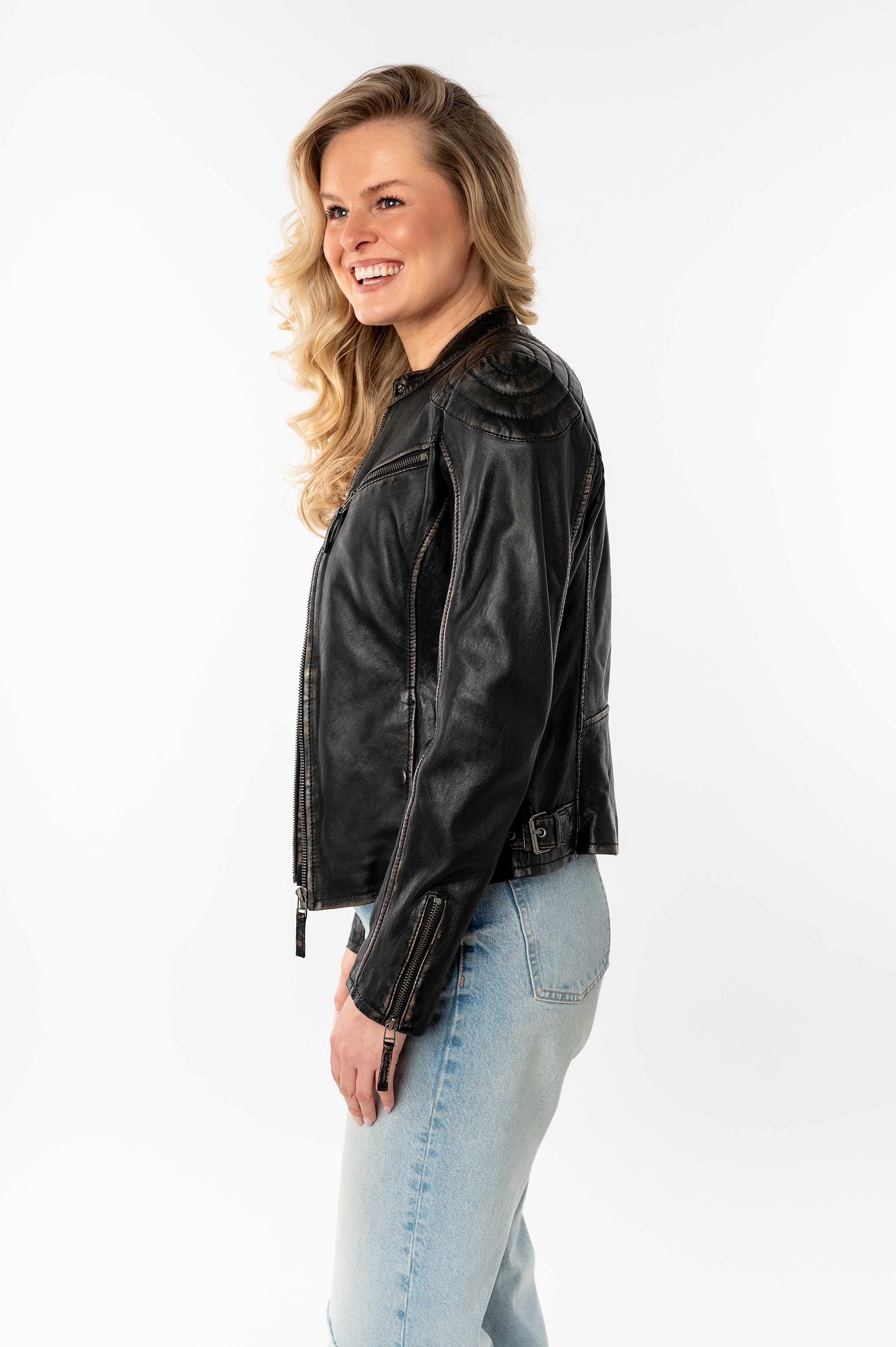 Mauritius Lederjacke »DETTE«, in Used-Optik