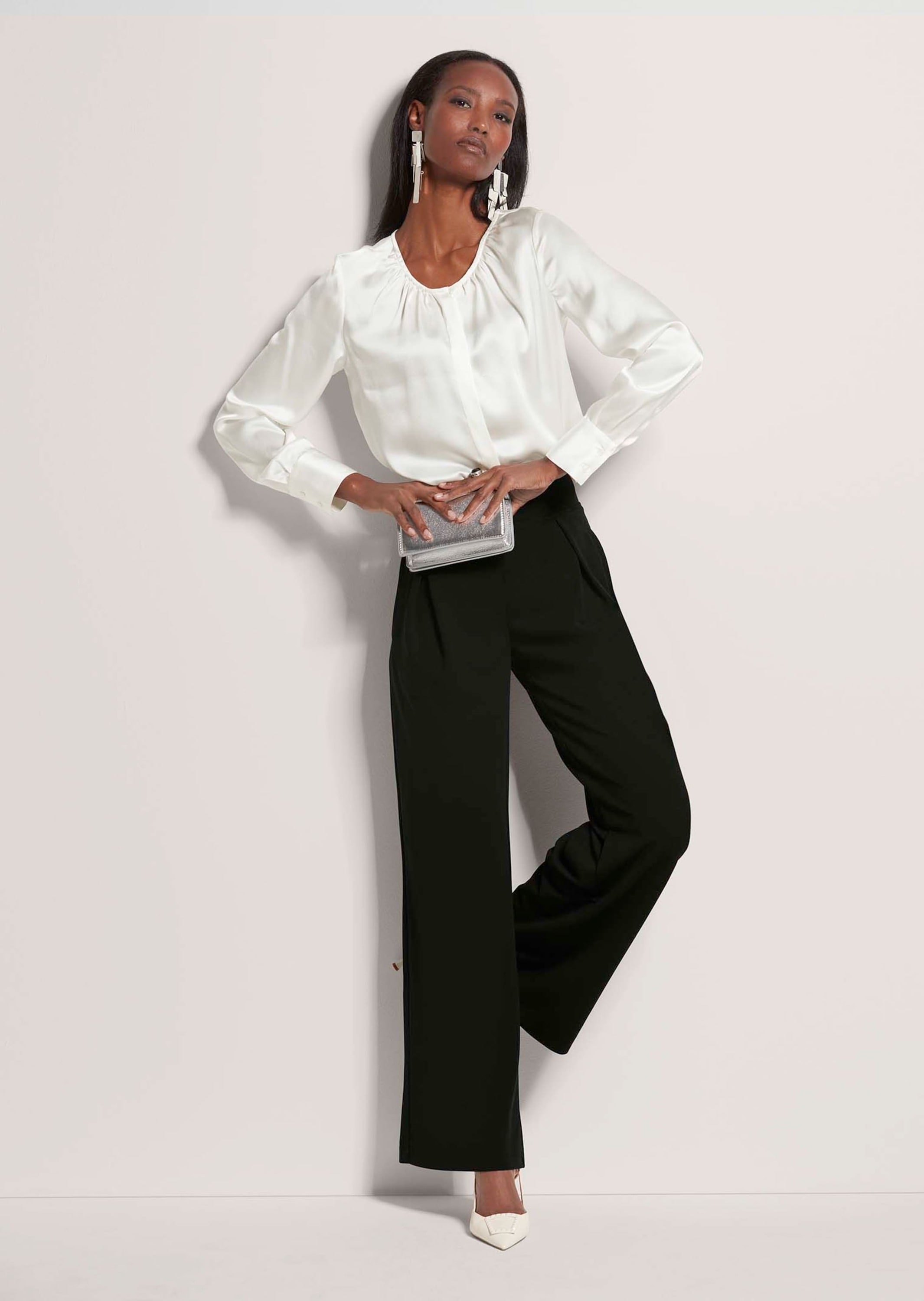 MADELEINE Langarmbluse »Bluse Elegante Seidenbluse mit verdeckter Knopfleiste«