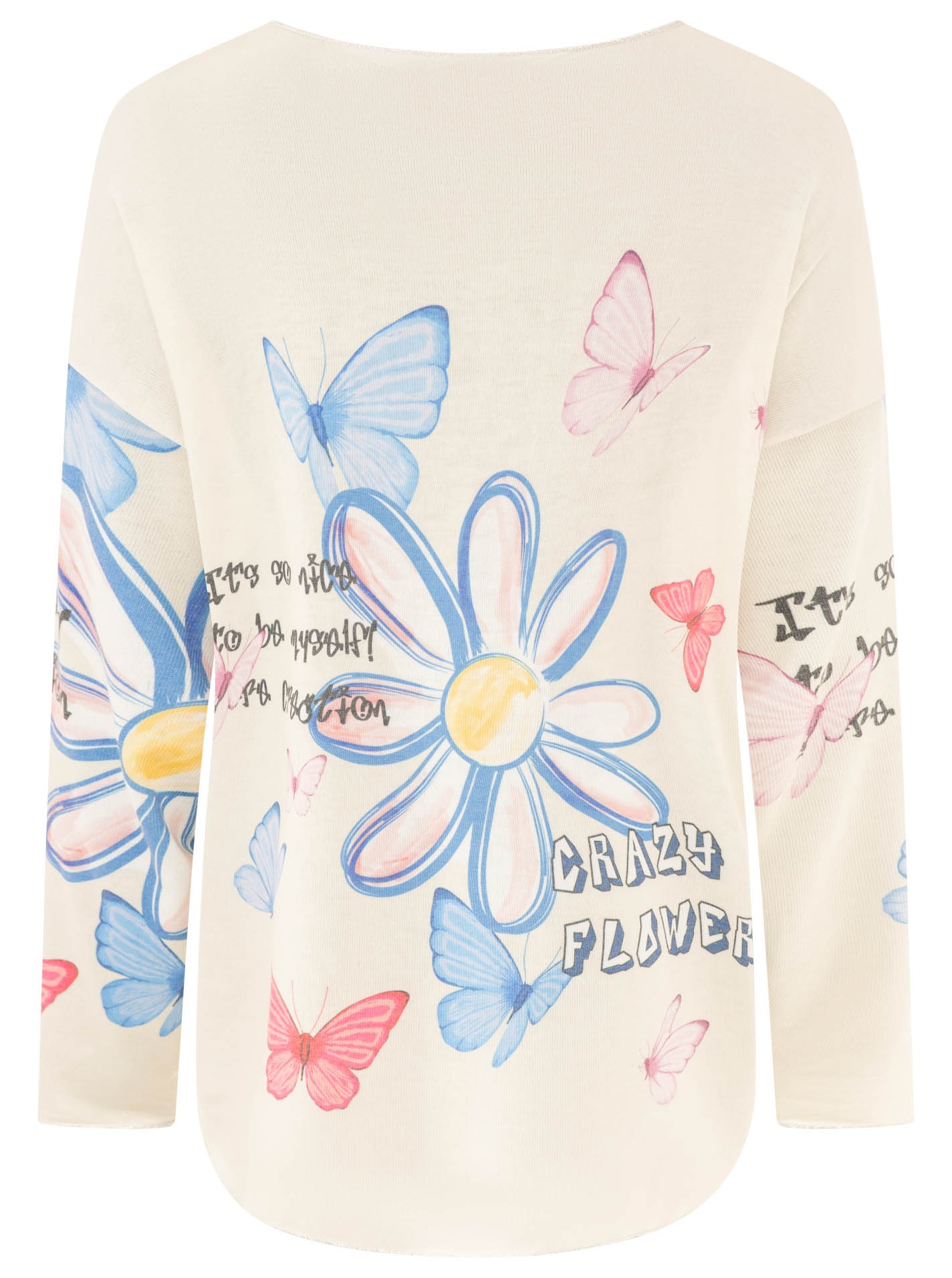 Zwillingsherz Langarmshirt »"Crazy Flower"« Blumendesign, V-Neck, leichtes Material